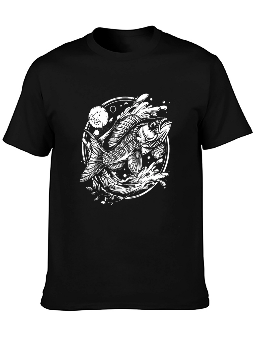 Black T-Shirt with Fish Graphic