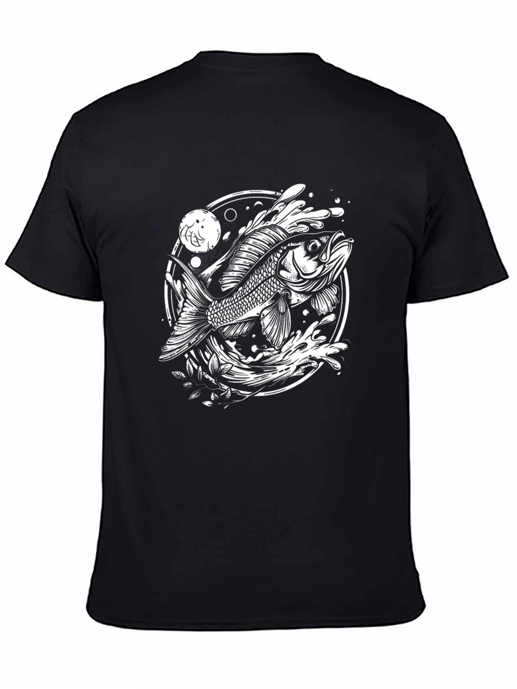 Black T-Shirt with Fish Graphic