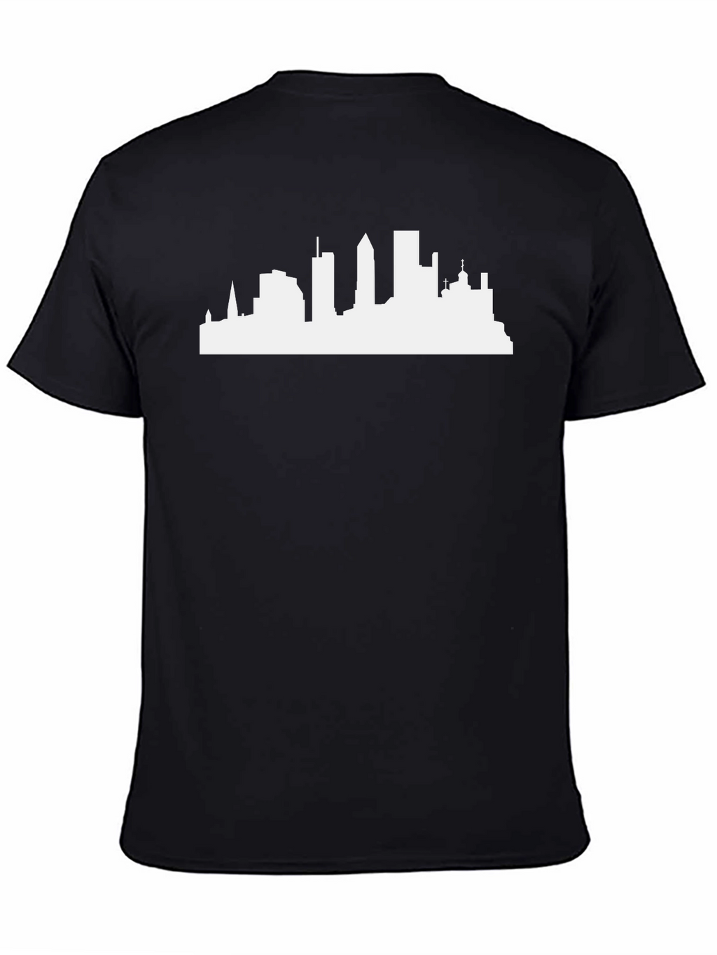 Cityscape Silhouette Tee - Classic Black Cotton T-Shirt