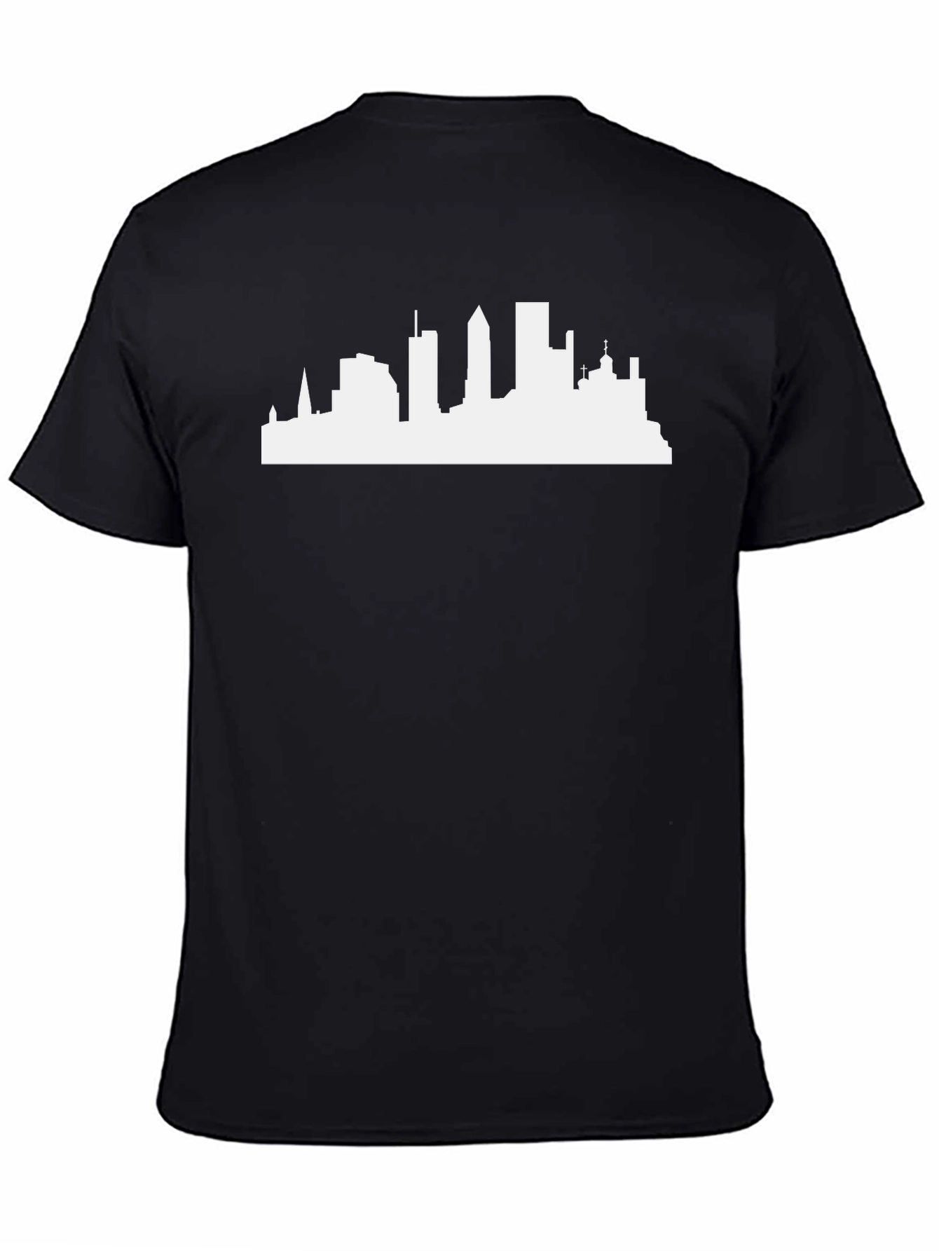 Cityscape Silhouette Tee - Classic Black Cotton T-Shirt