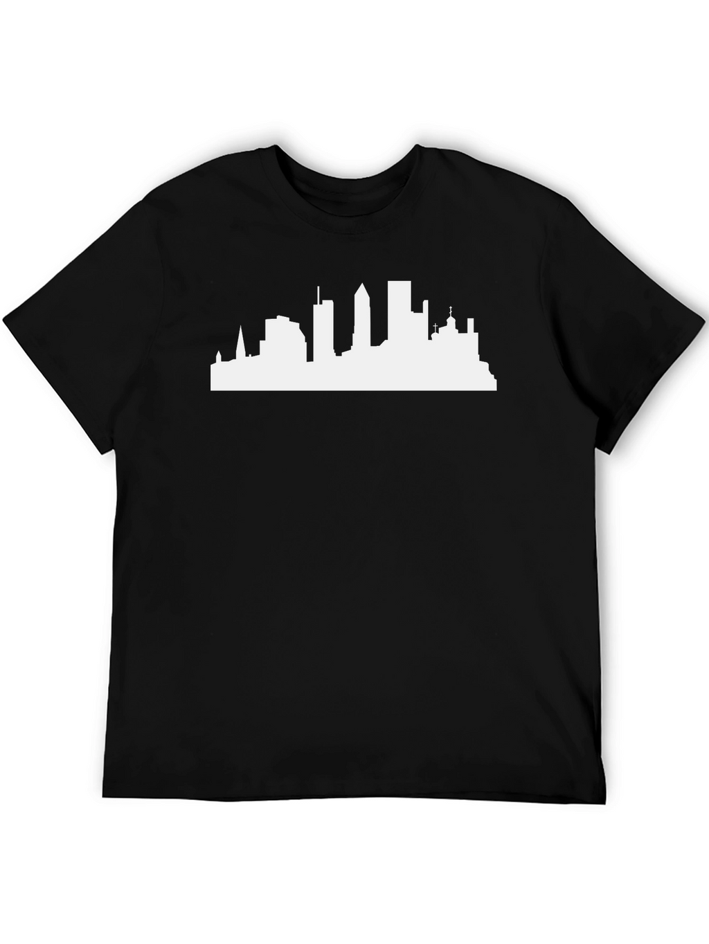 Cityscape Silhouette Tee - Classic Black Cotton T-Shirt