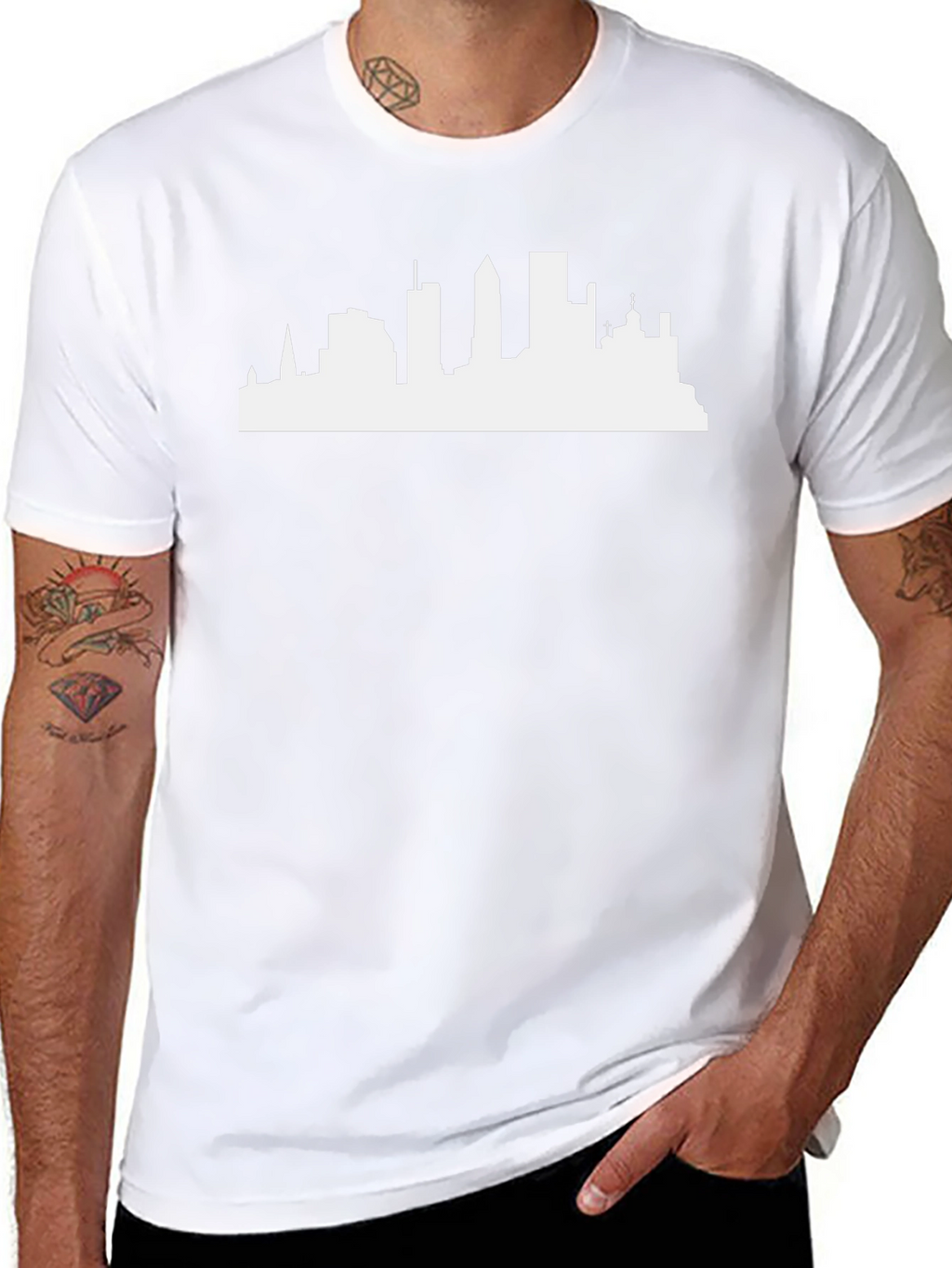 Cityscape Silhouette Tee - Classic Black Cotton T-Shirt