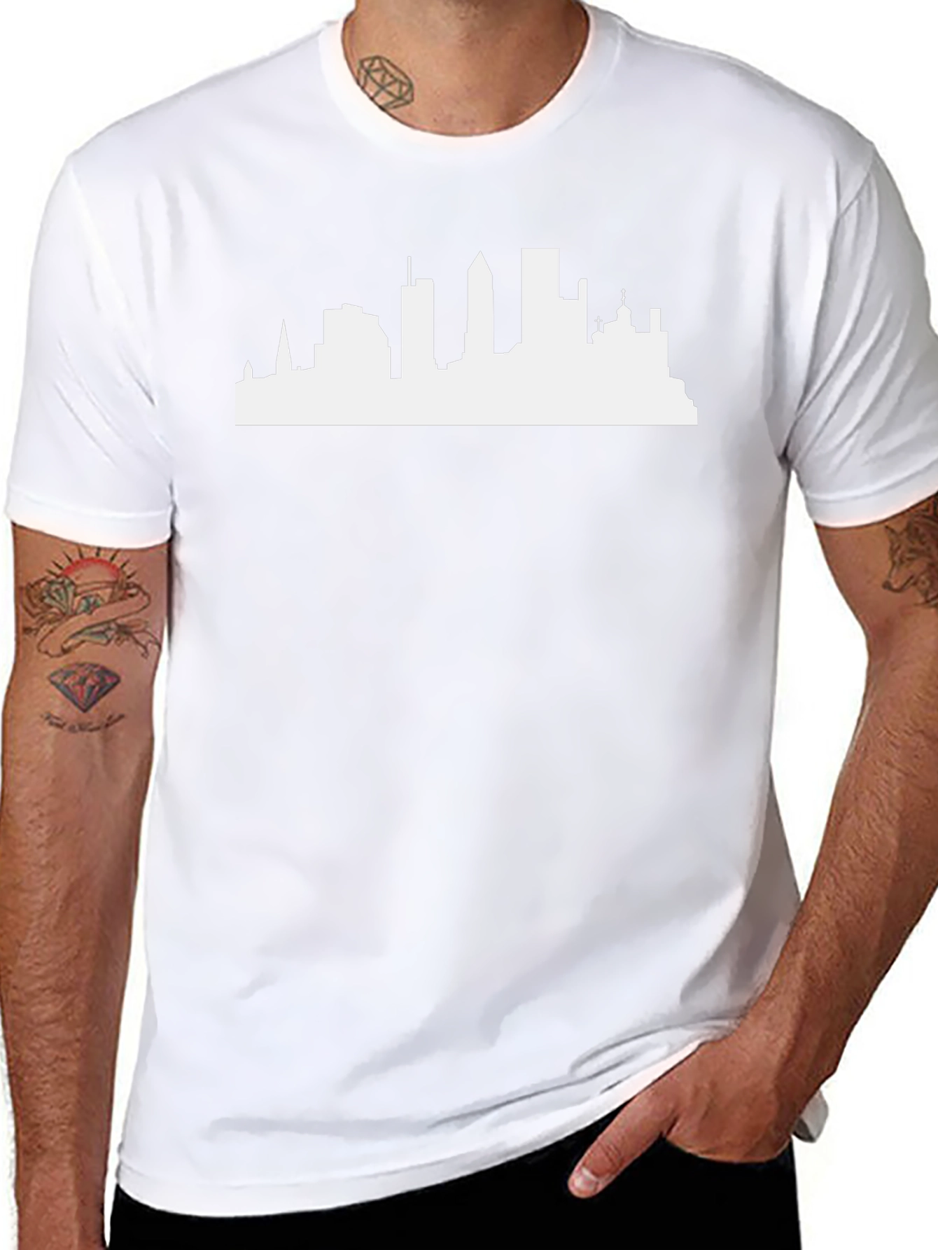 Cityscape Silhouette Tee - Classic Black Cotton T-Shirt