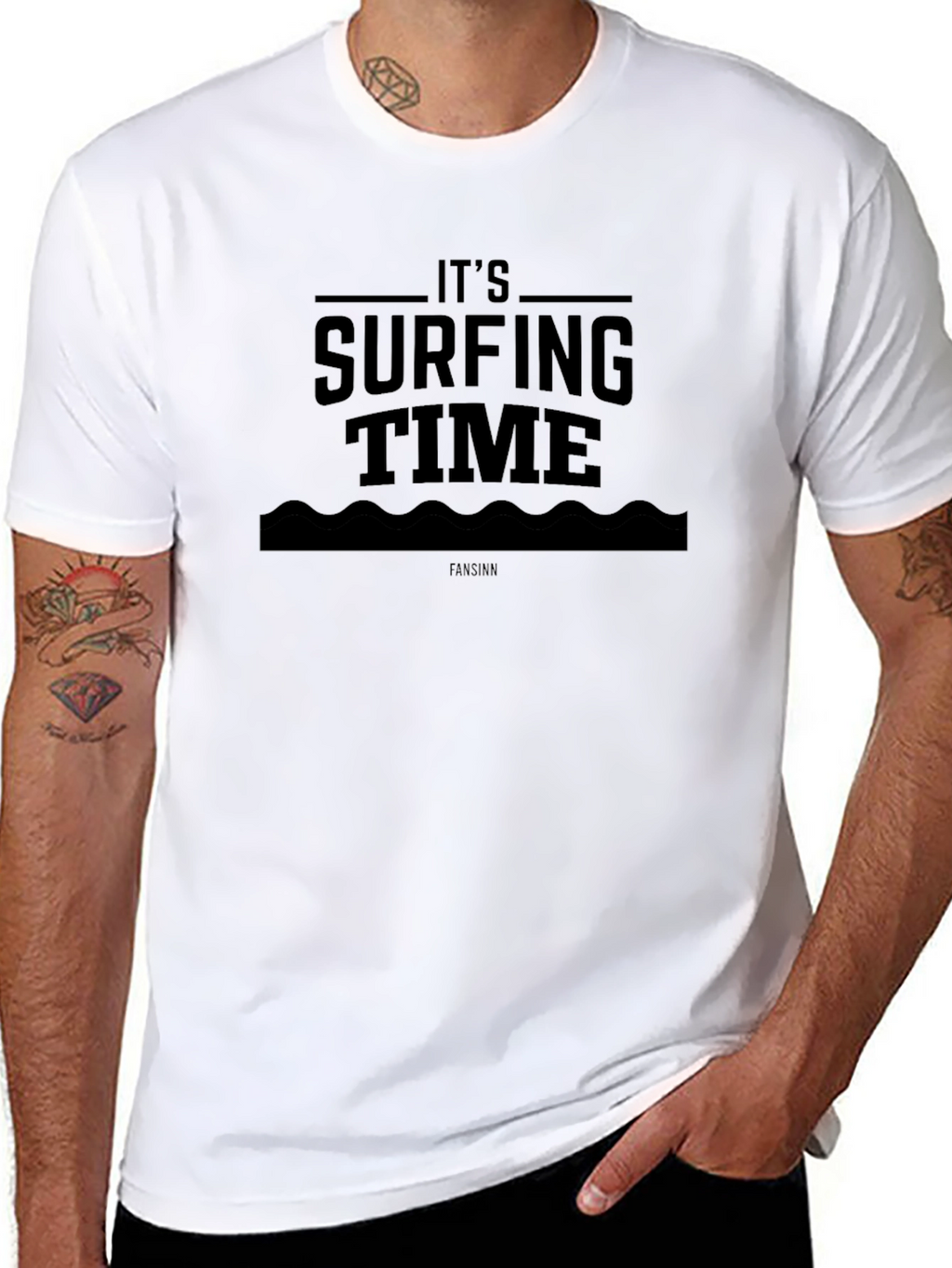 Its Surfing Time Black T-Shirt