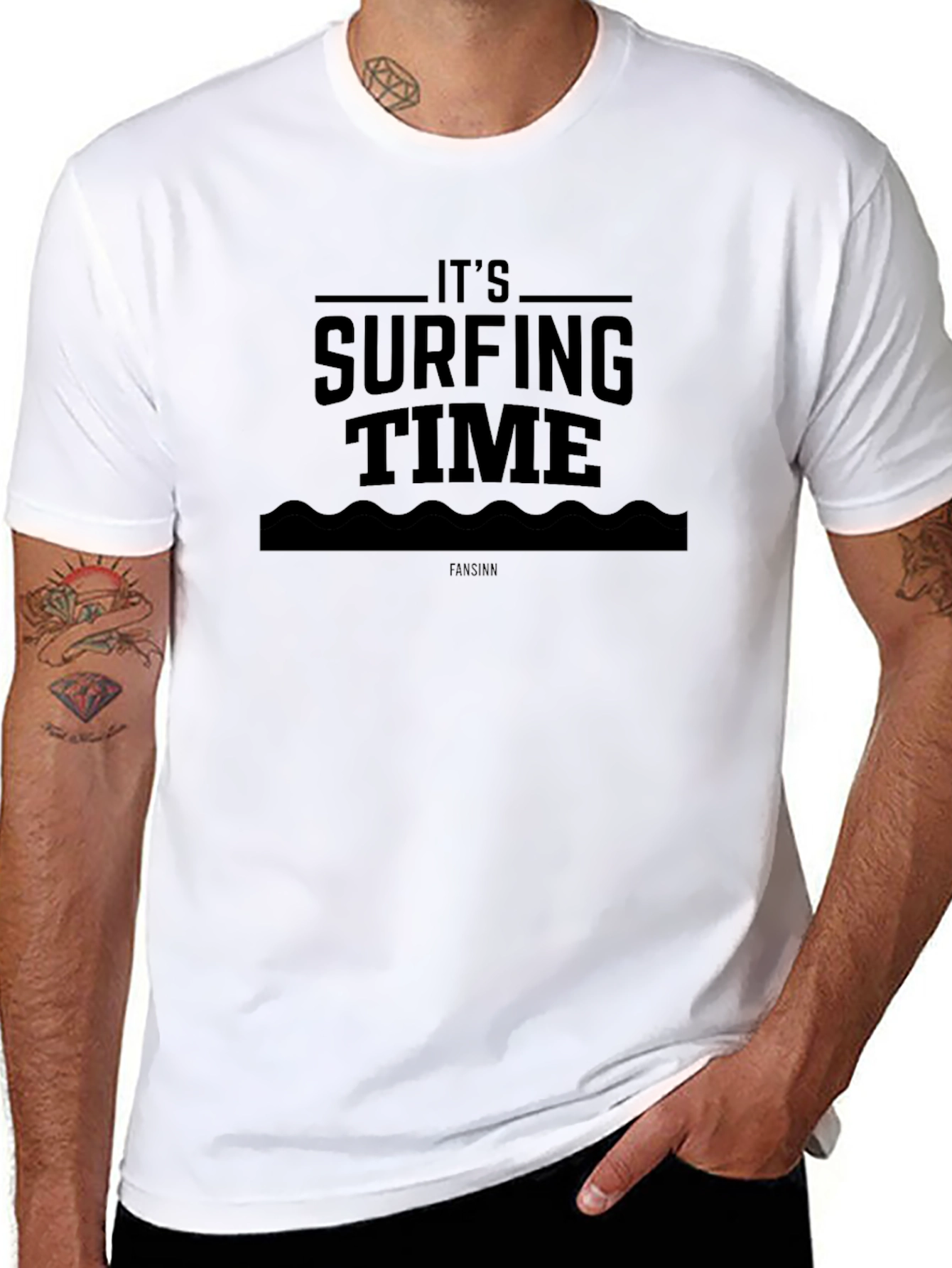 Its Surfing Time Black T-Shirt