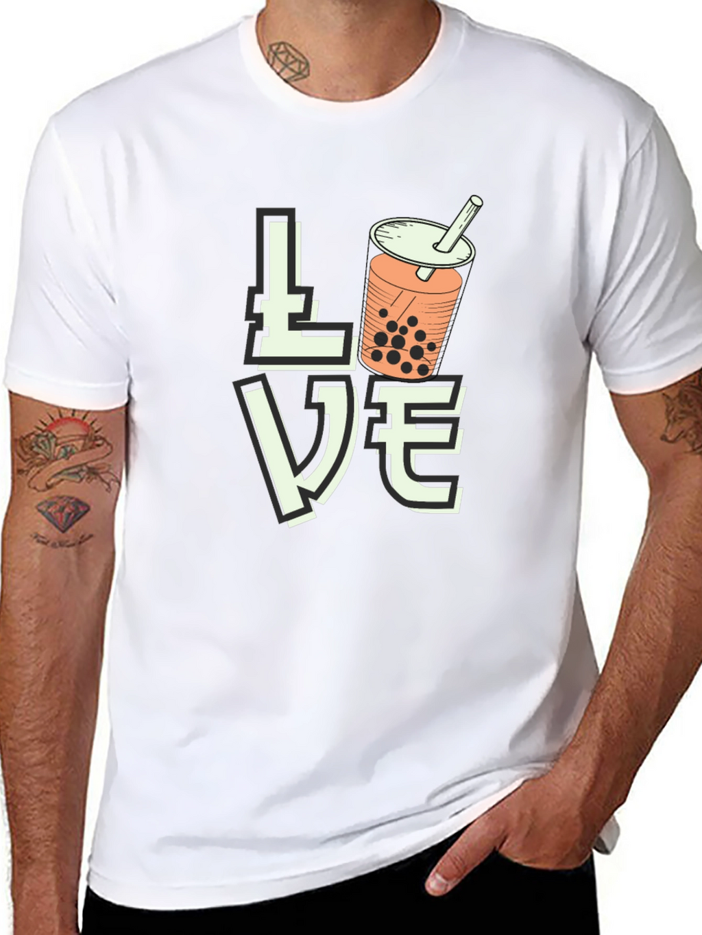 Love Bubble Tea Graphic T-Shirt - Black
