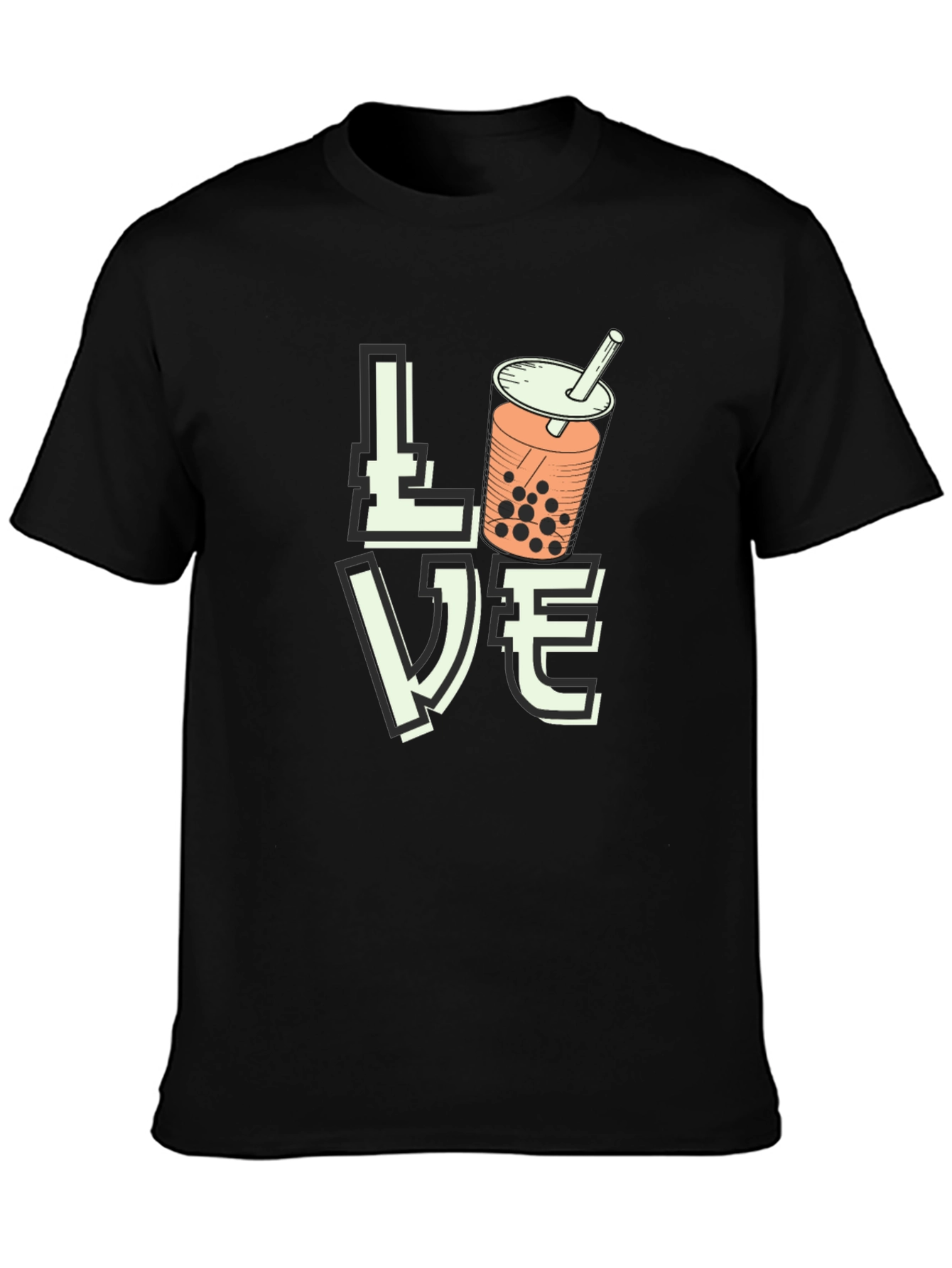 Love Bubble Tea Graphic T-Shirt - Black