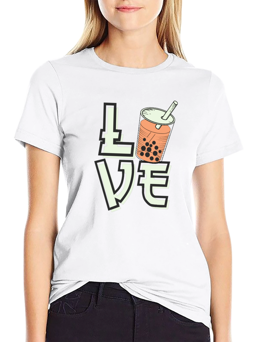 Love Bubble Tea Graphic T-Shirt - Black