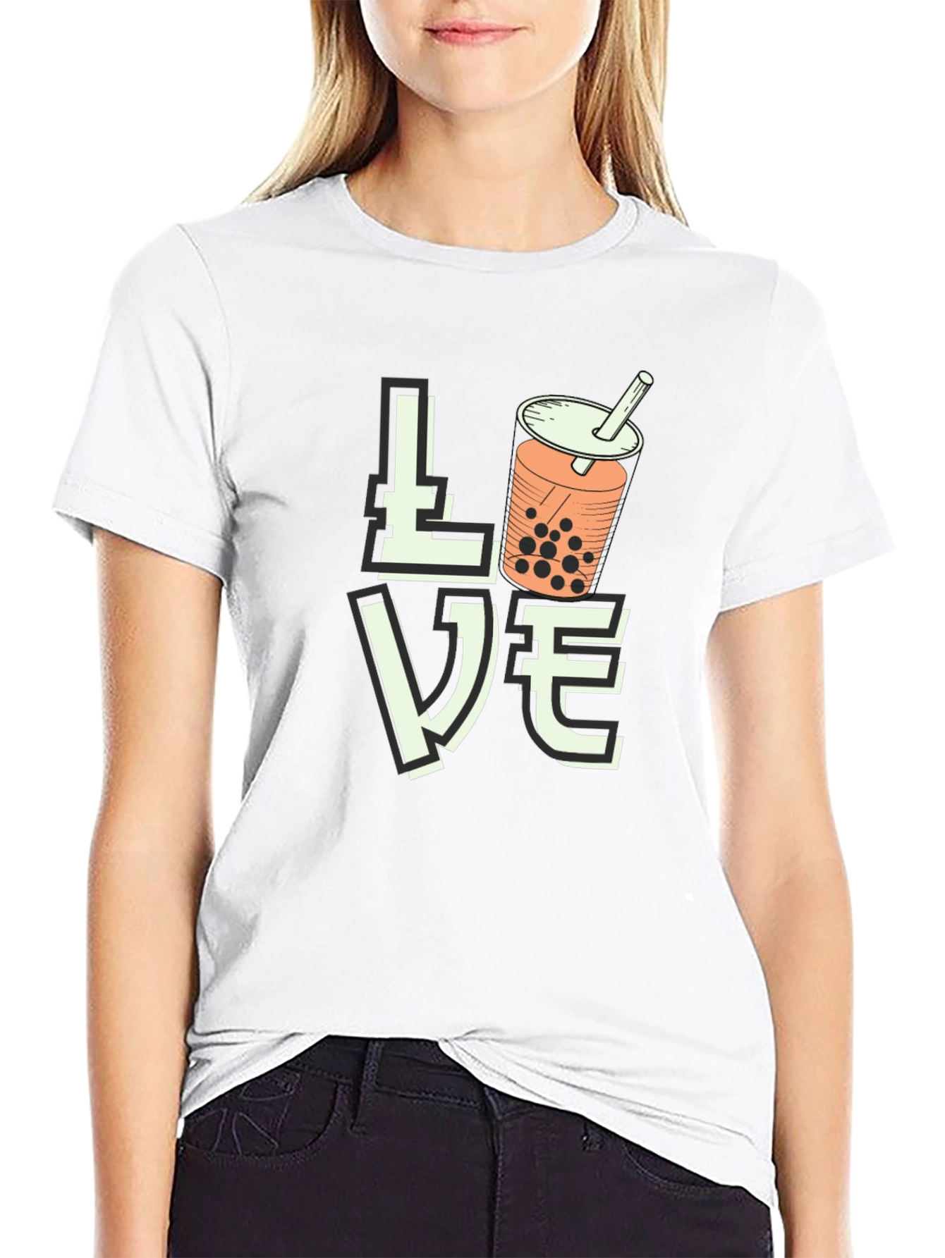 Love Bubble Tea Graphic T-Shirt - Black