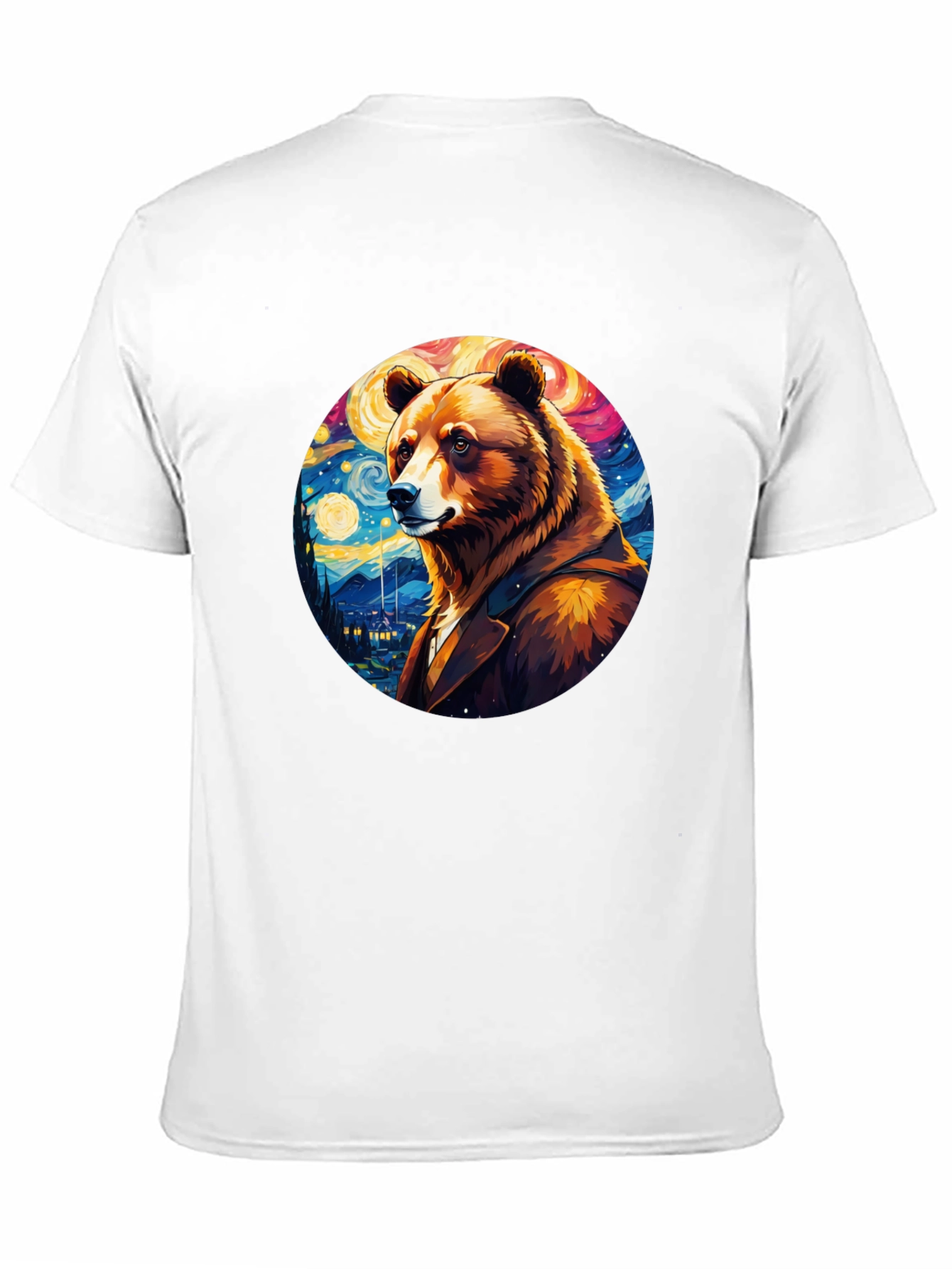 Bear Starry Night T-Shirt - Unique Art Design