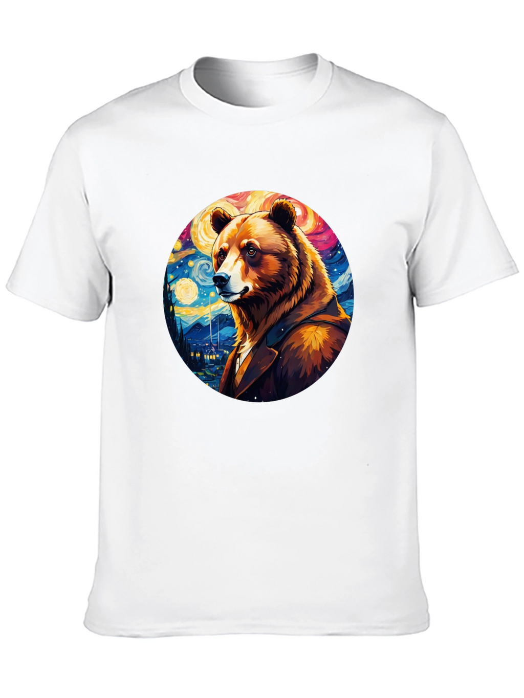 Bear Starry Night T-Shirt - Unique Art Design