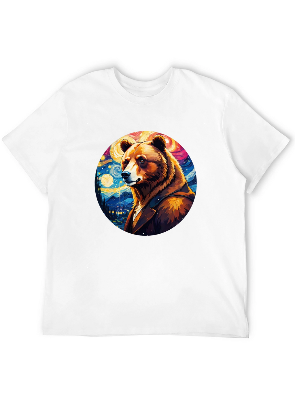 Bear Starry Night T-Shirt - Unique Art Design