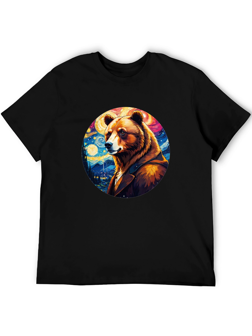 Bear Starry Night T-Shirt - Unique Art Design