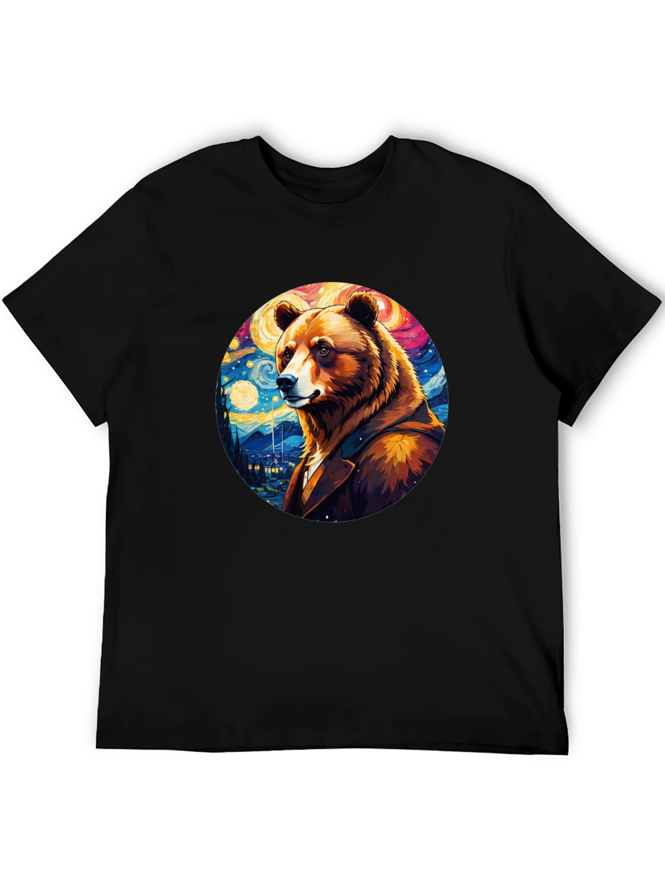 Bear Starry Night T-Shirt - Unique Art Design