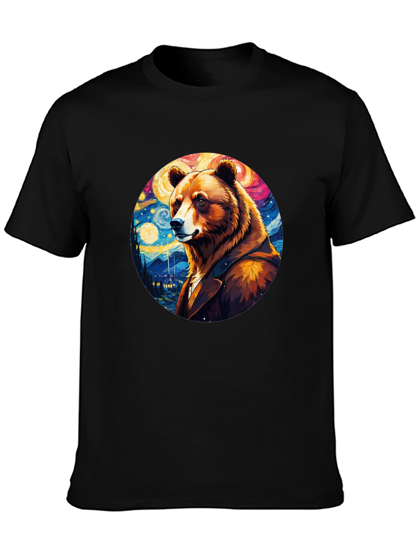 Bear Starry Night T-Shirt - Unique Art Design