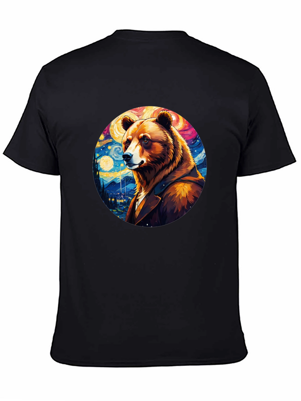 Bear Starry Night T-Shirt - Unique Art Design