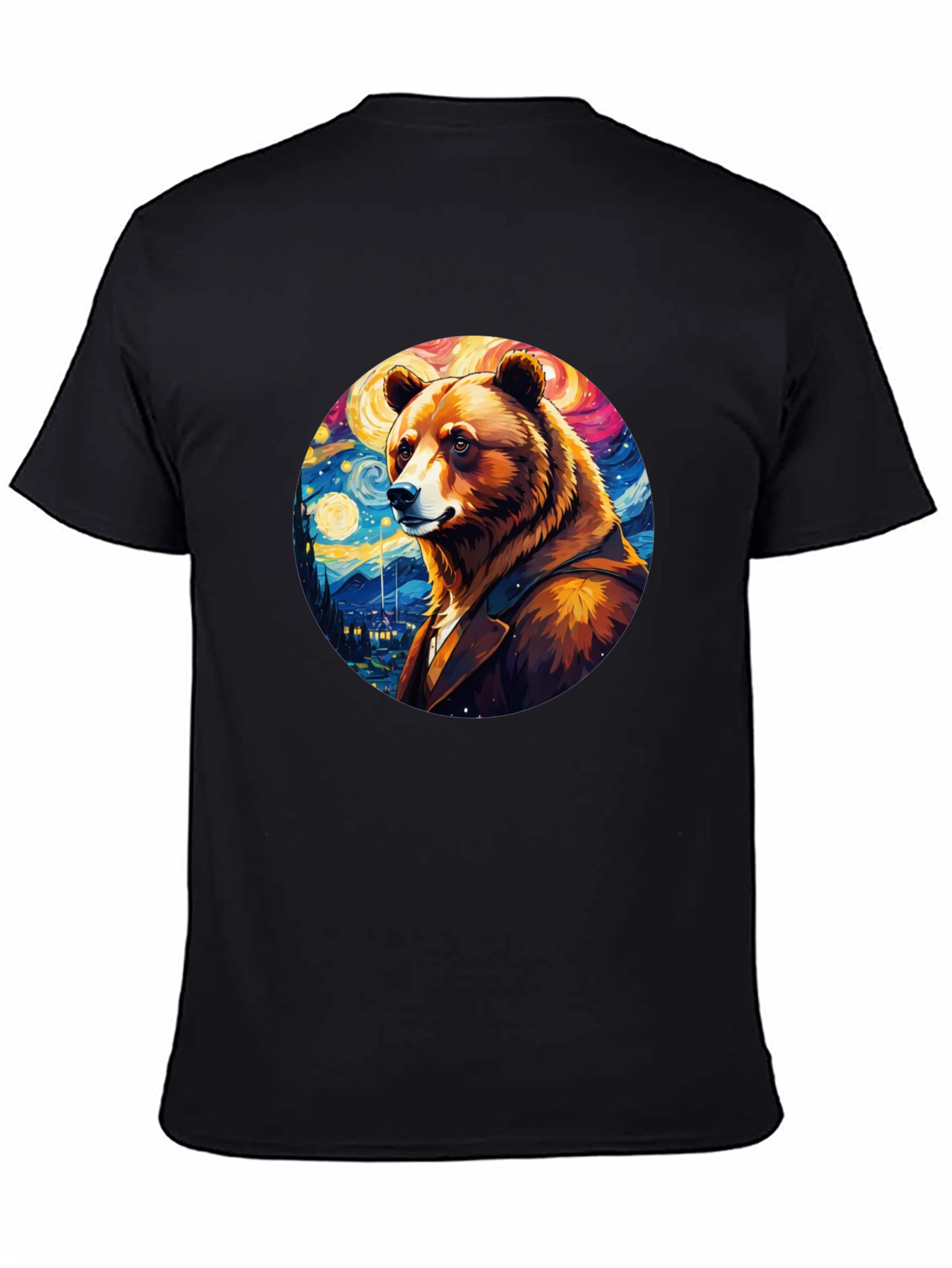 Bear Starry Night T-Shirt - Unique Art Design