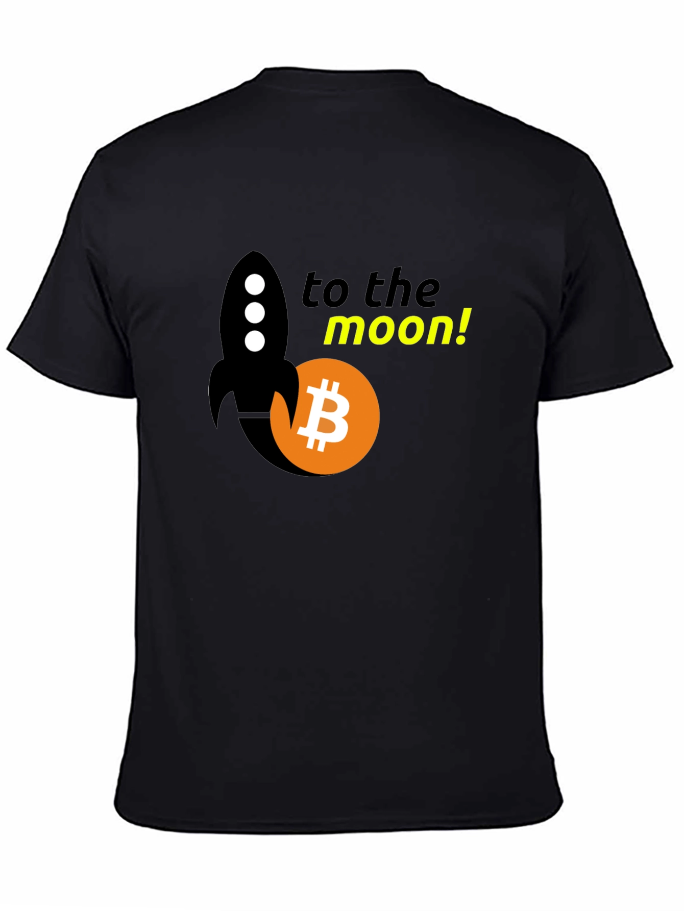 Bitcoin Rocket to the Moon Black T-Shirt