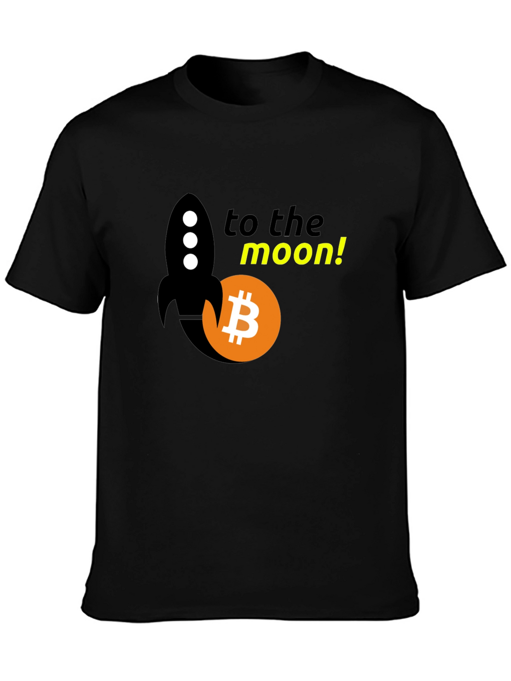 Bitcoin Rocket to the Moon Black T-Shirt