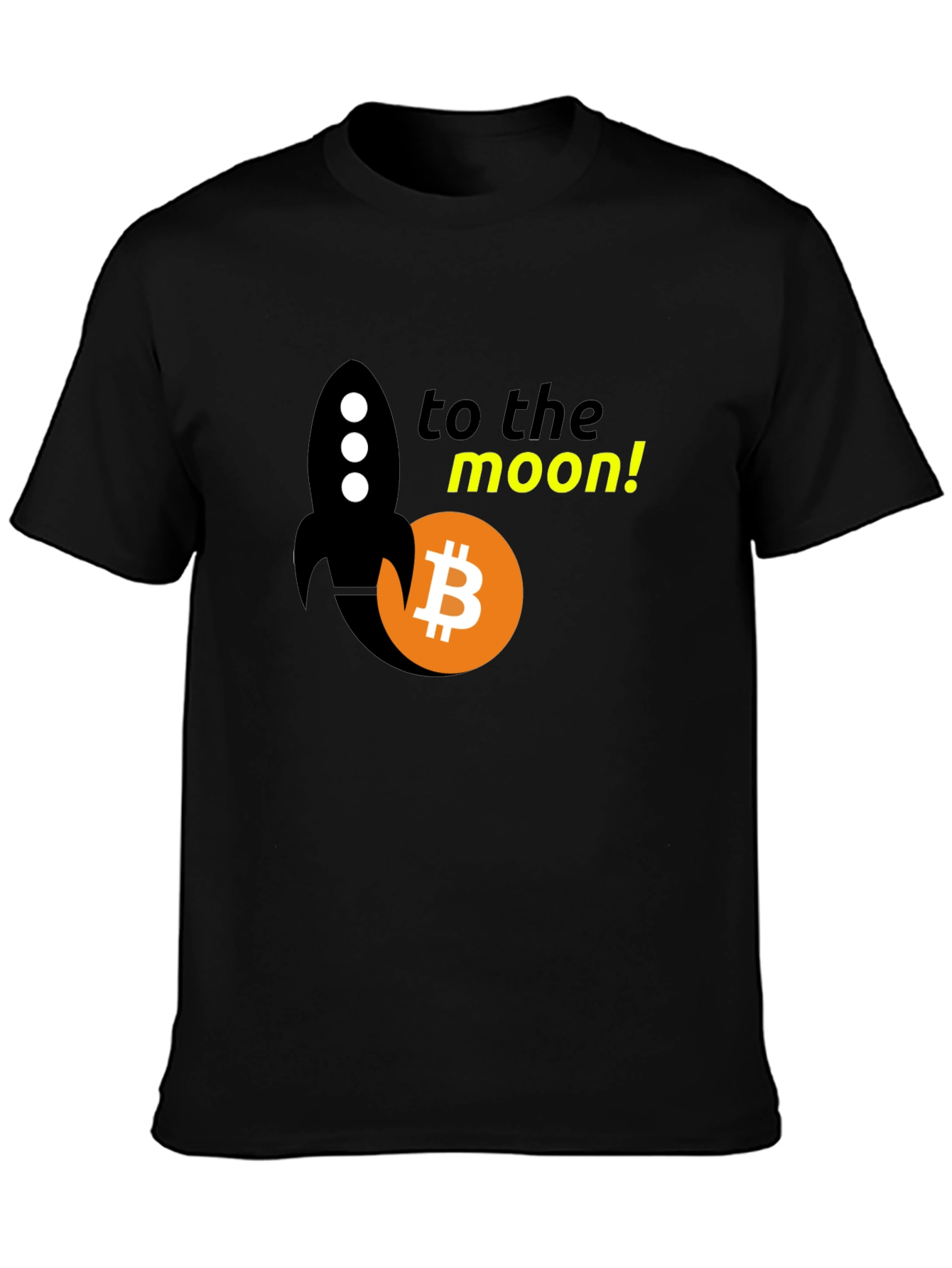 Bitcoin Rocket to the Moon Black T-Shirt