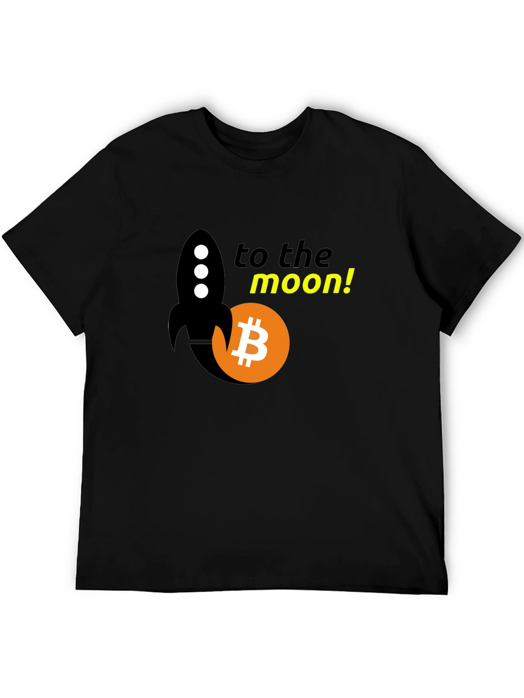Bitcoin Rocket to the Moon Black T-Shirt