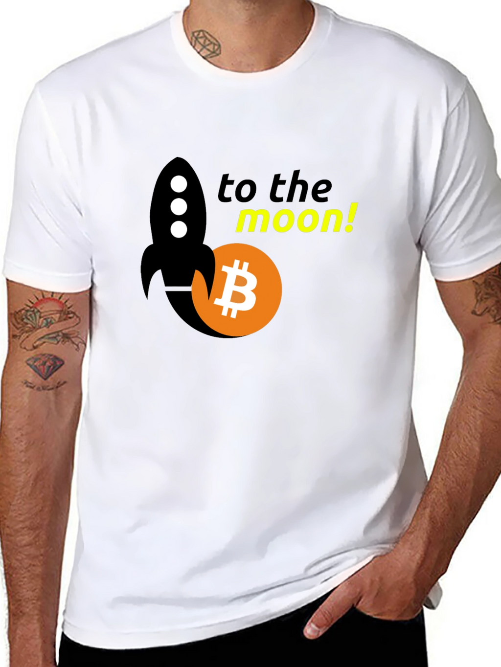 Bitcoin Rocket to the Moon Black T-Shirt