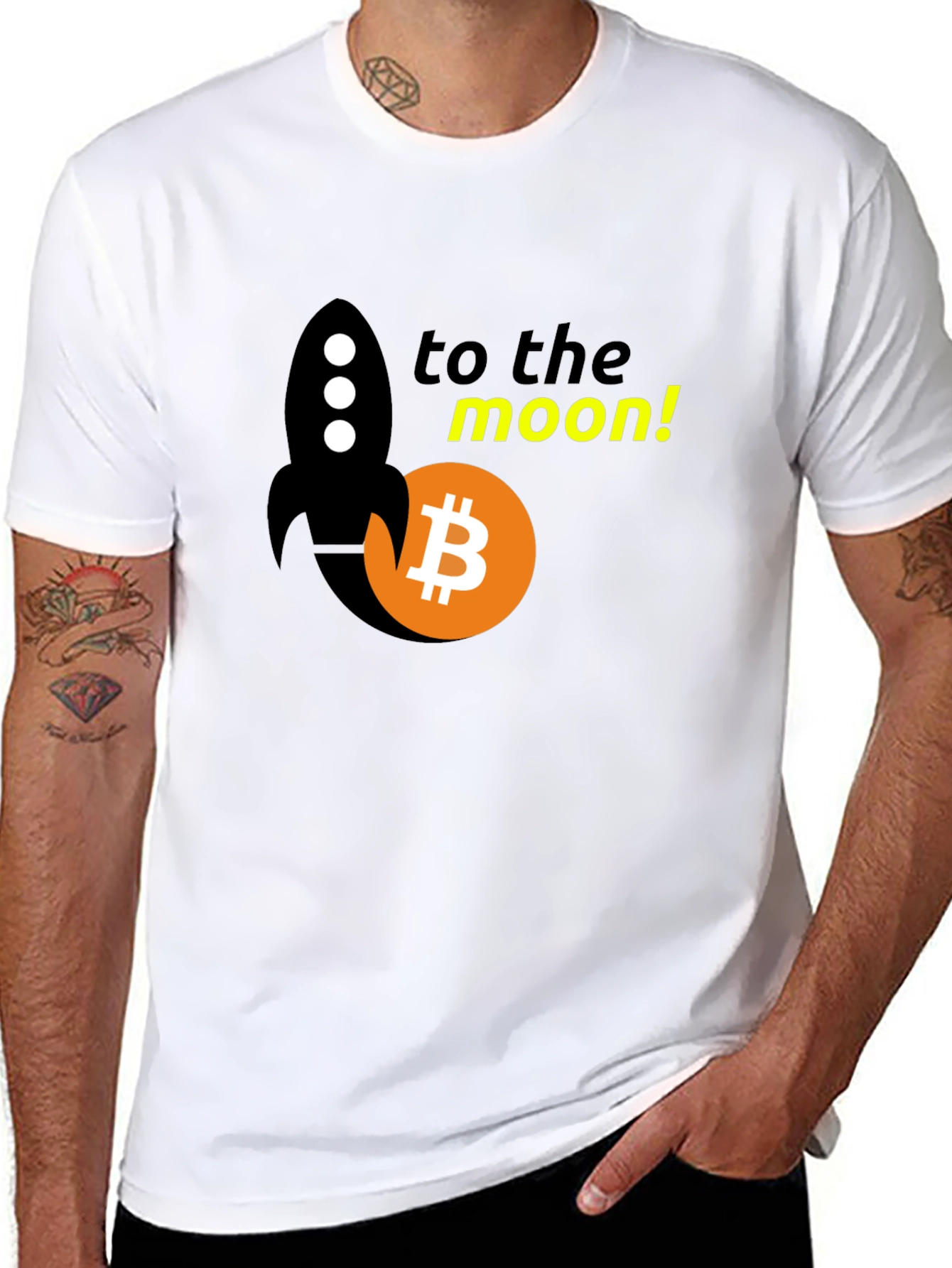 Bitcoin Rocket to the Moon Black T-Shirt