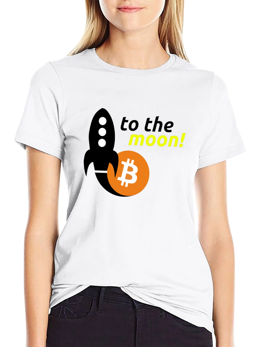 Bitcoin Rocket to the Moon Black T-Shirt