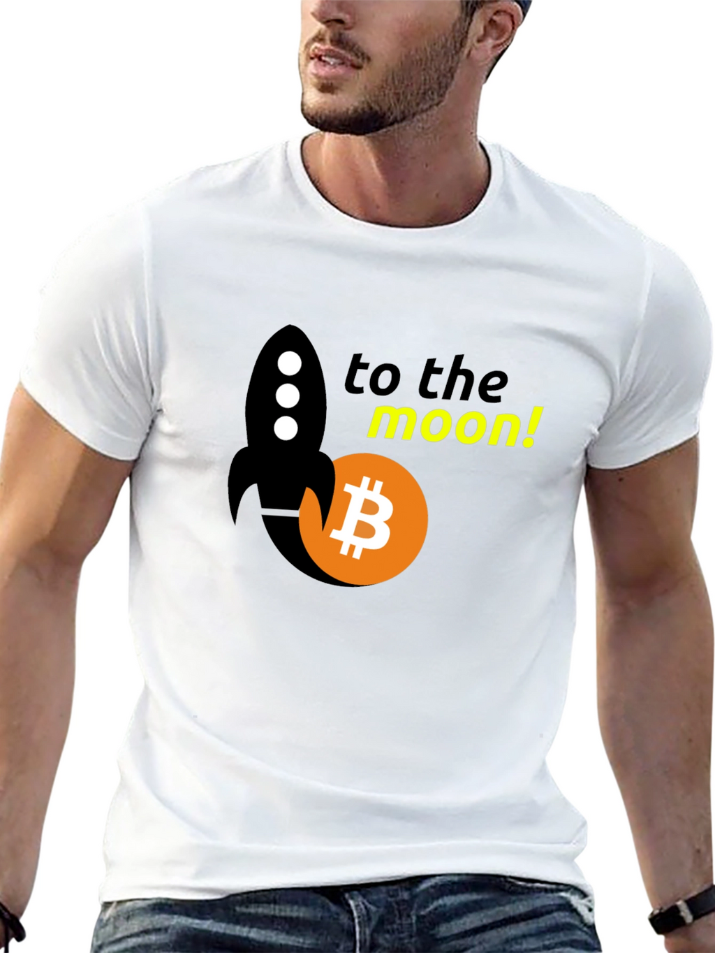 Bitcoin Rocket to the Moon Black T-Shirt