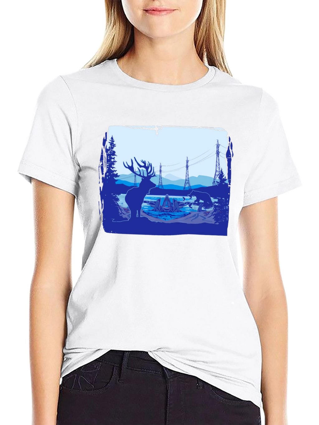 Wildlife Silhouette Graphic Tee - Black