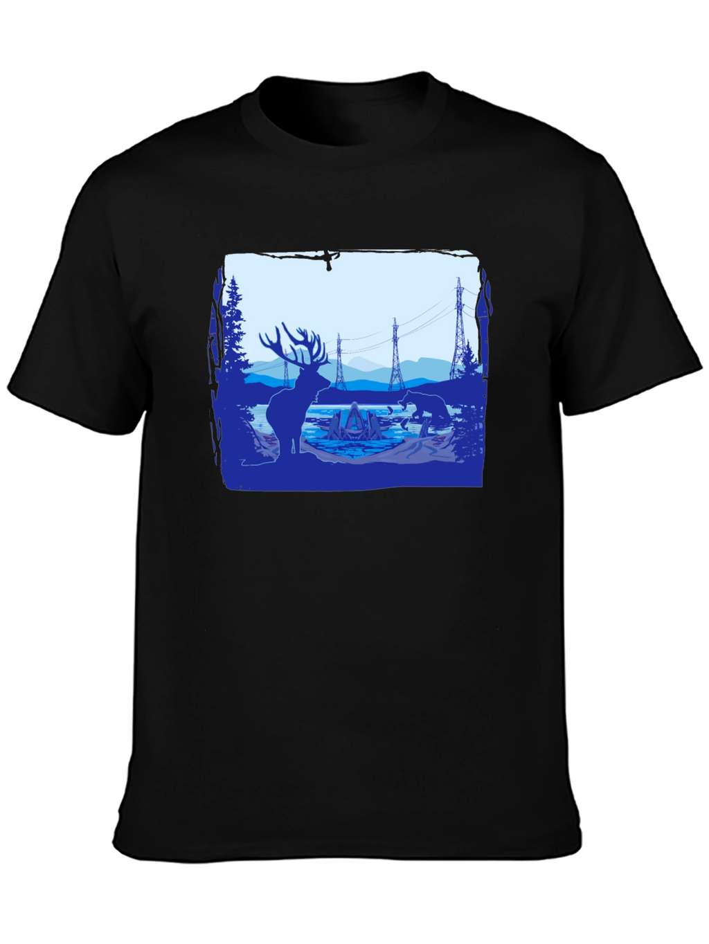 Wildlife Silhouette Graphic Tee - Black