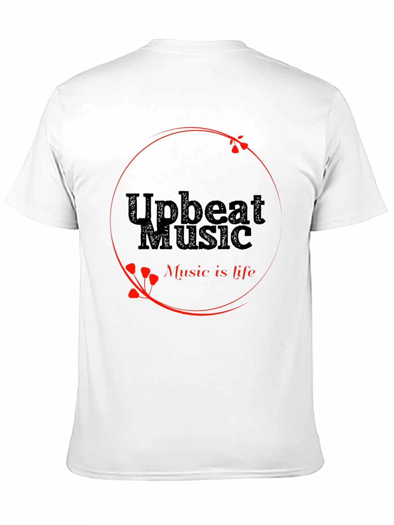 Upbeat Music T-Shirt - Black Crew Neck Tee