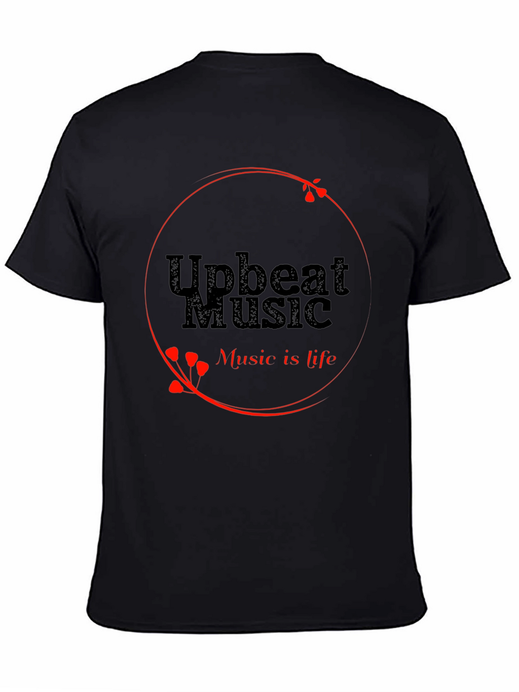 Upbeat Music T-Shirt - Black Crew Neck Tee
