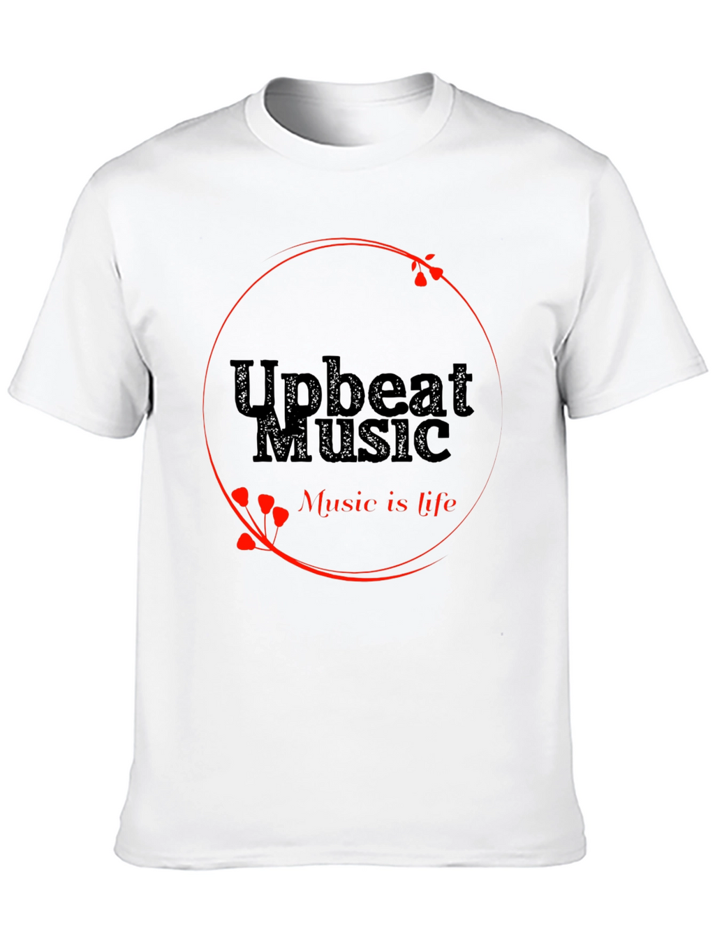 Upbeat Music T-Shirt - Black Crew Neck Tee