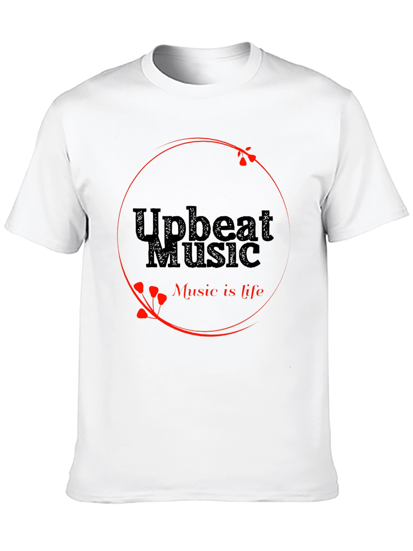 Upbeat Music T-Shirt - Black Crew Neck Tee
