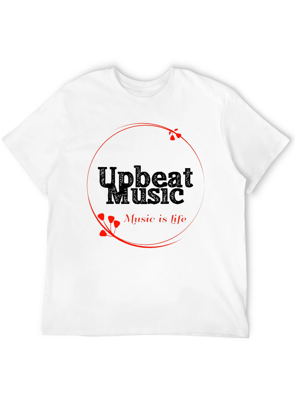 Upbeat Music T-Shirt - Black Crew Neck Tee