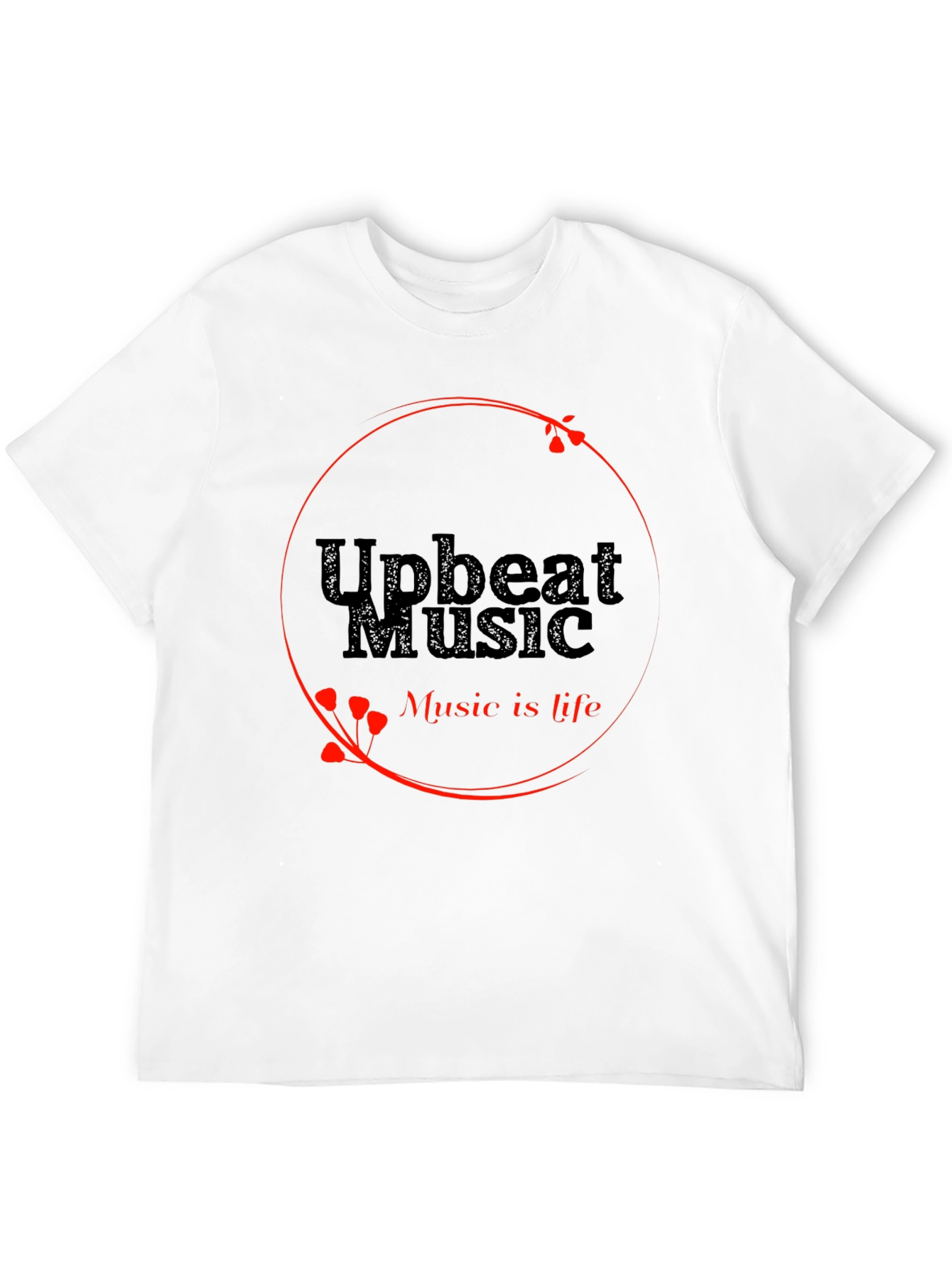 Upbeat Music T-Shirt - Black Crew Neck Tee