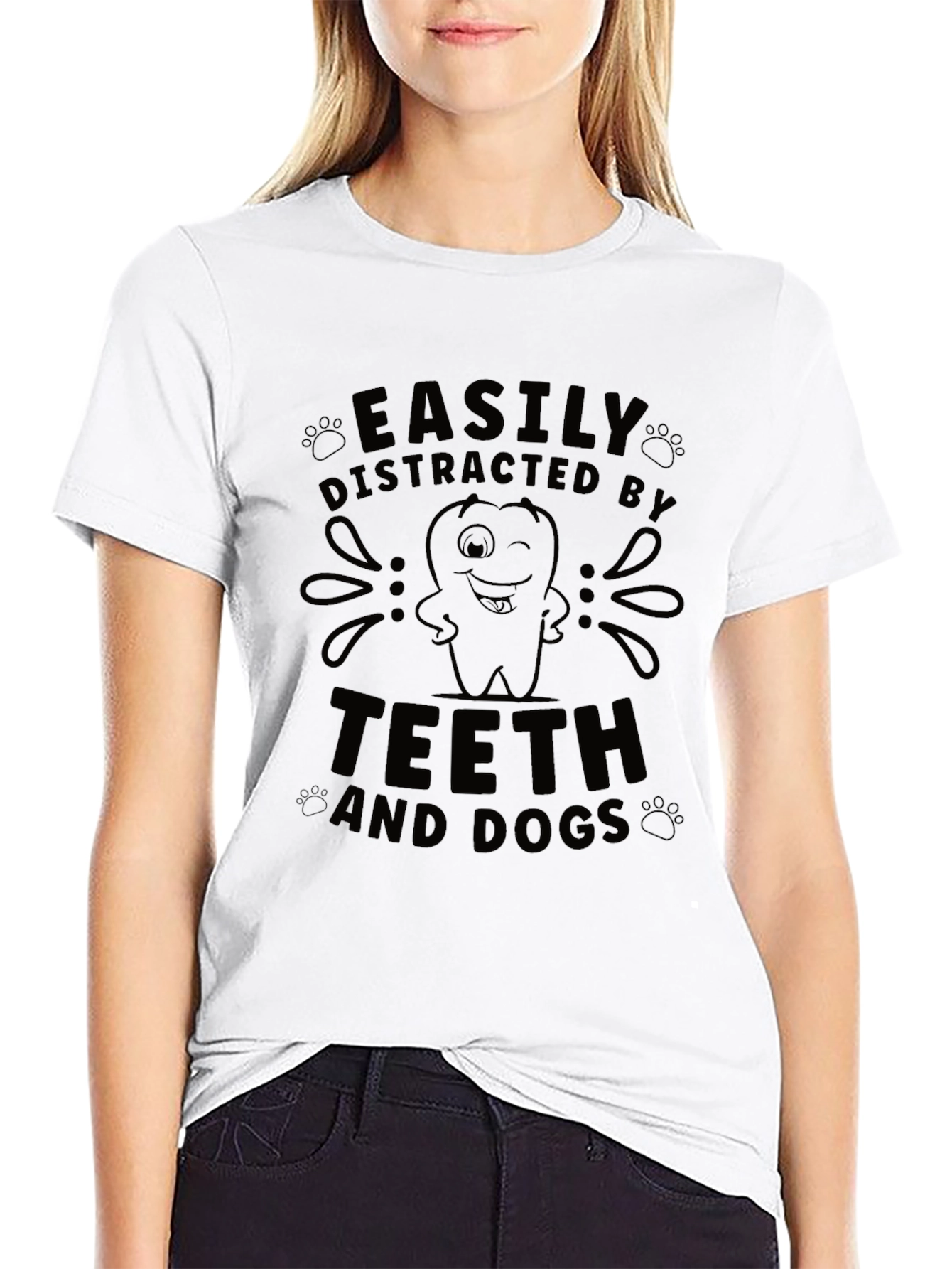 Easily Distracted By Teeth & Dogs Graphic T-Shirt