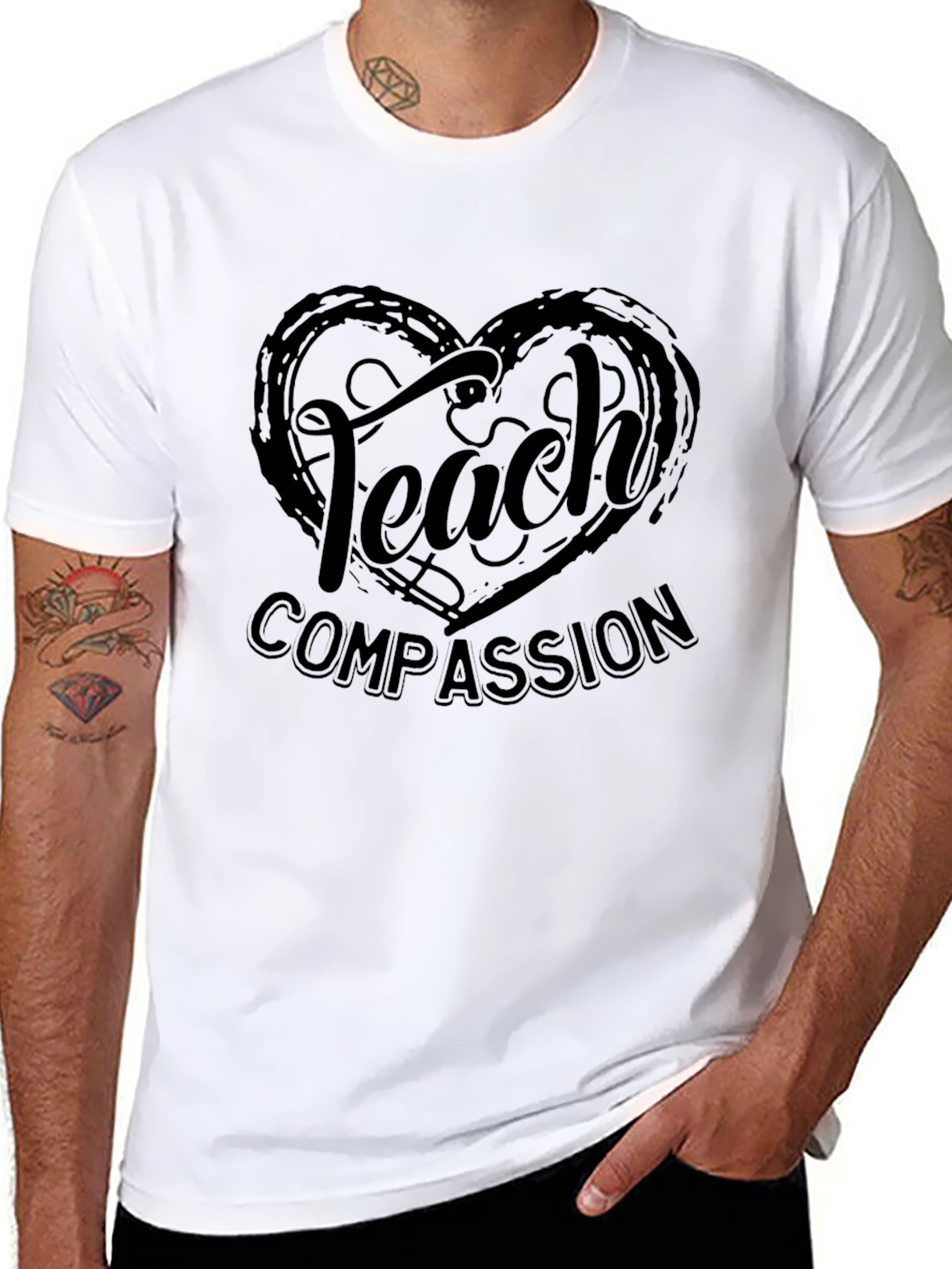 Teach Compassion Graphic Tee - Unisex Black T-Shirt