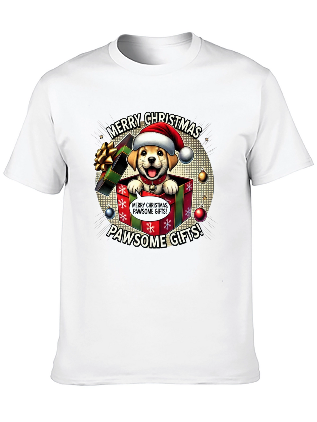 Merry Christmas Pawsome Gifts Dog T-Shirt