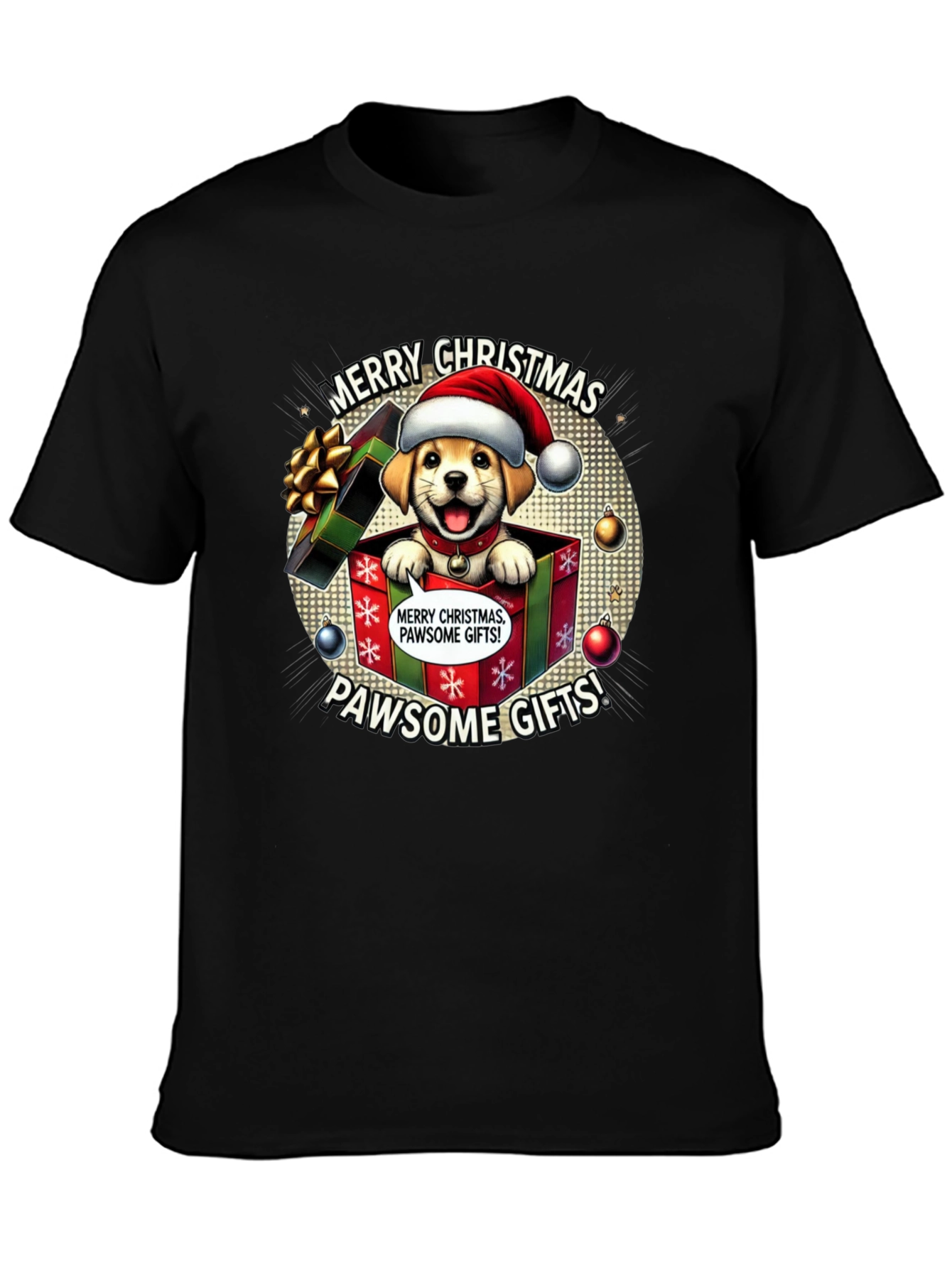 Merry Christmas Pawsome Gifts Dog T-Shirt