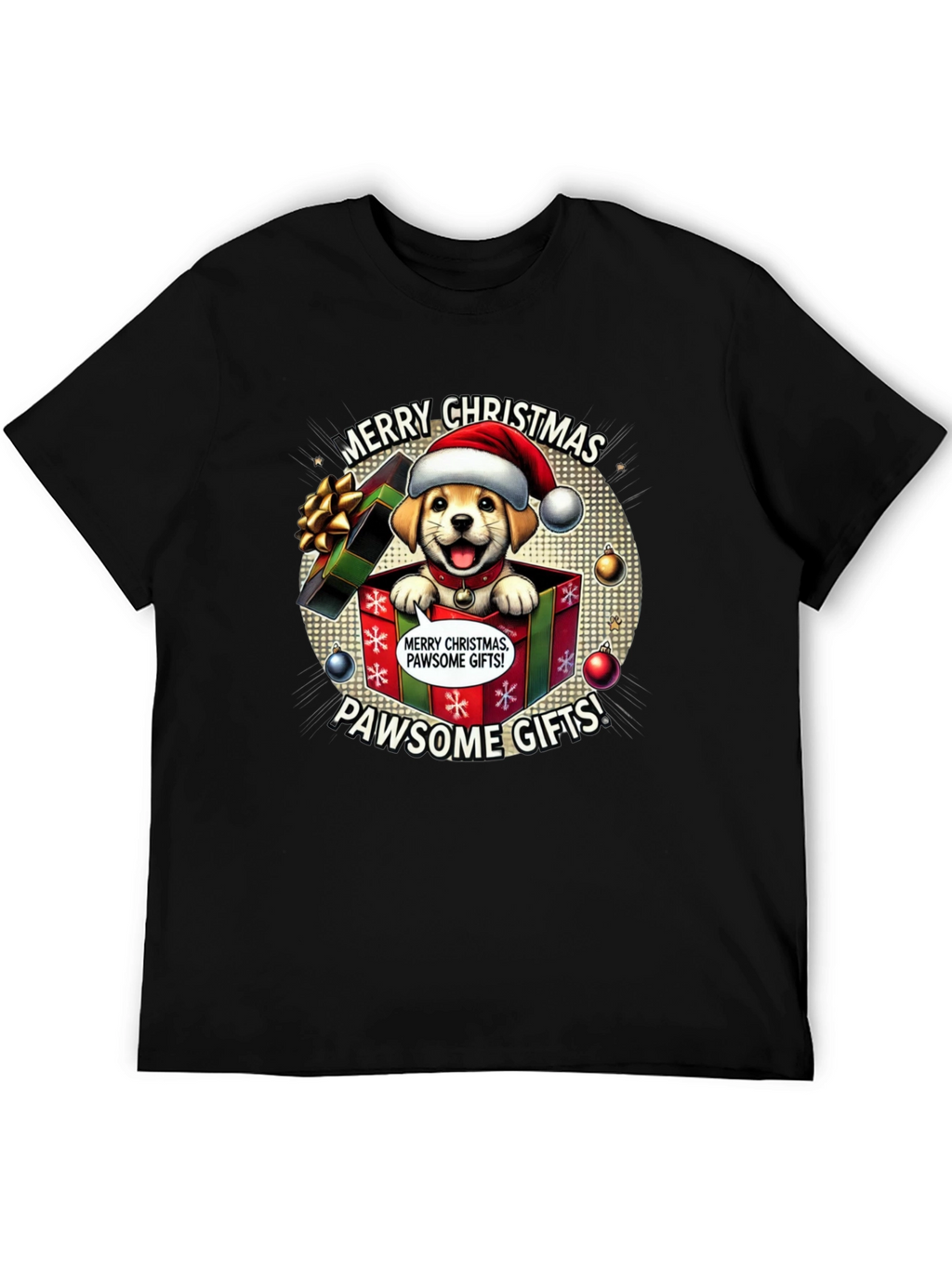 Merry Christmas Pawsome Gifts Dog T-Shirt
