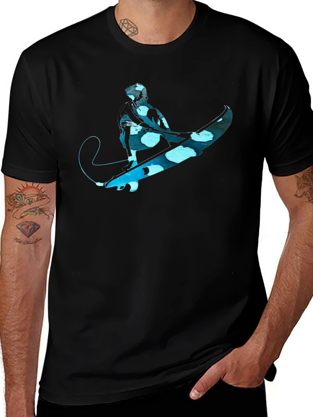 Surfer Graphic Tee - Black Cotton Comfort