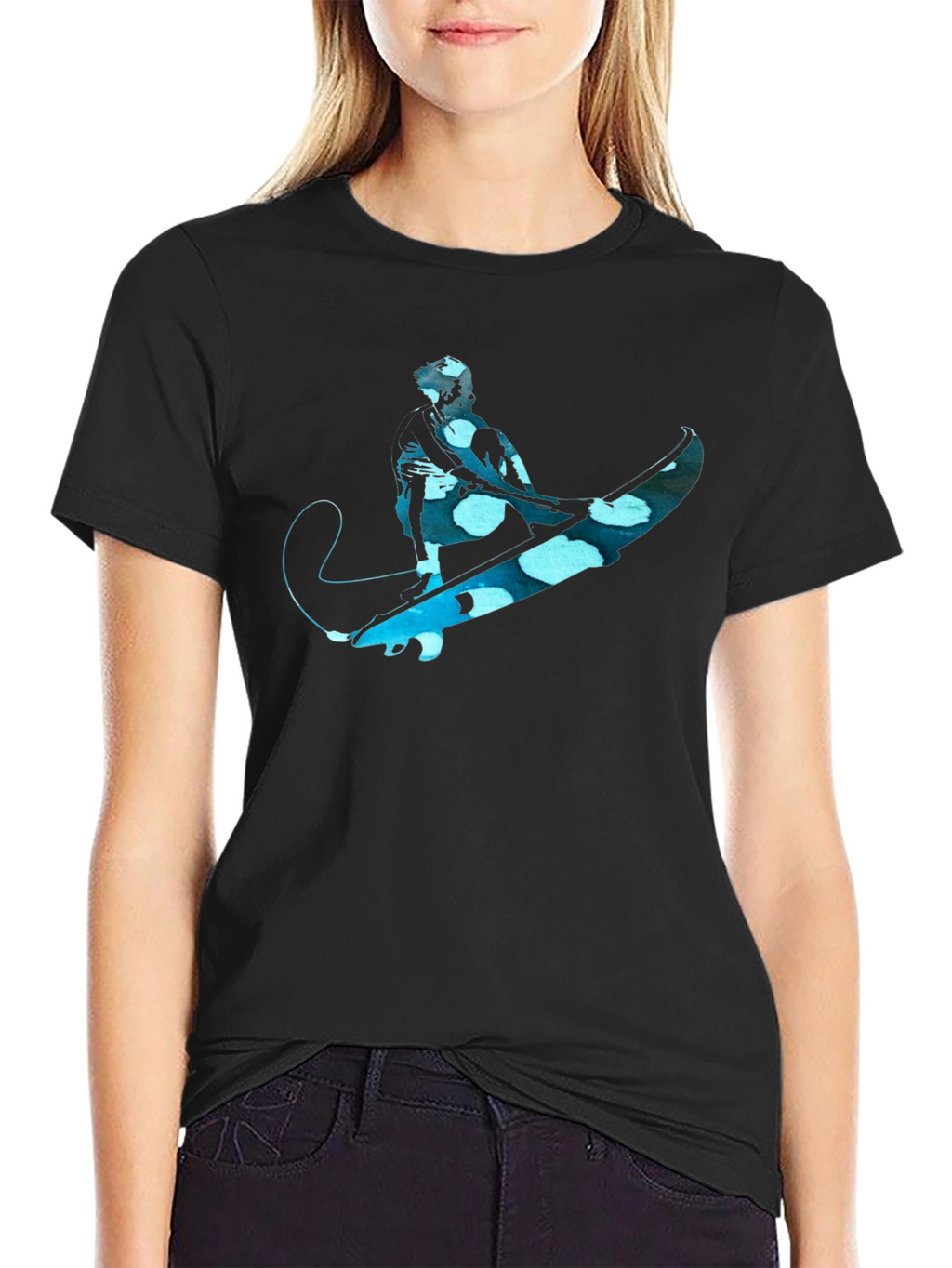 Surfer Graphic Tee - Black Cotton Comfort