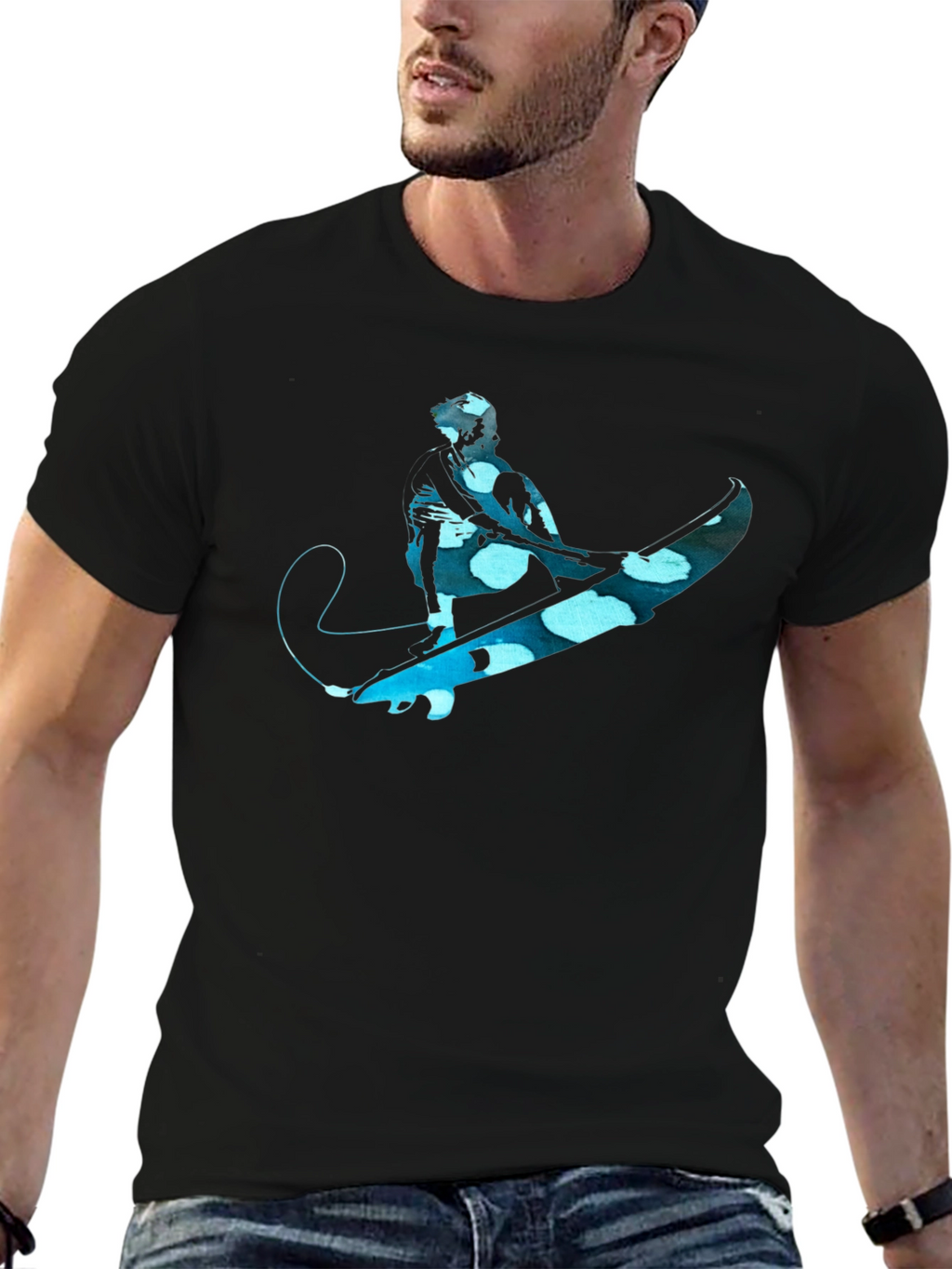 Surfer Graphic Tee - Black Cotton Comfort