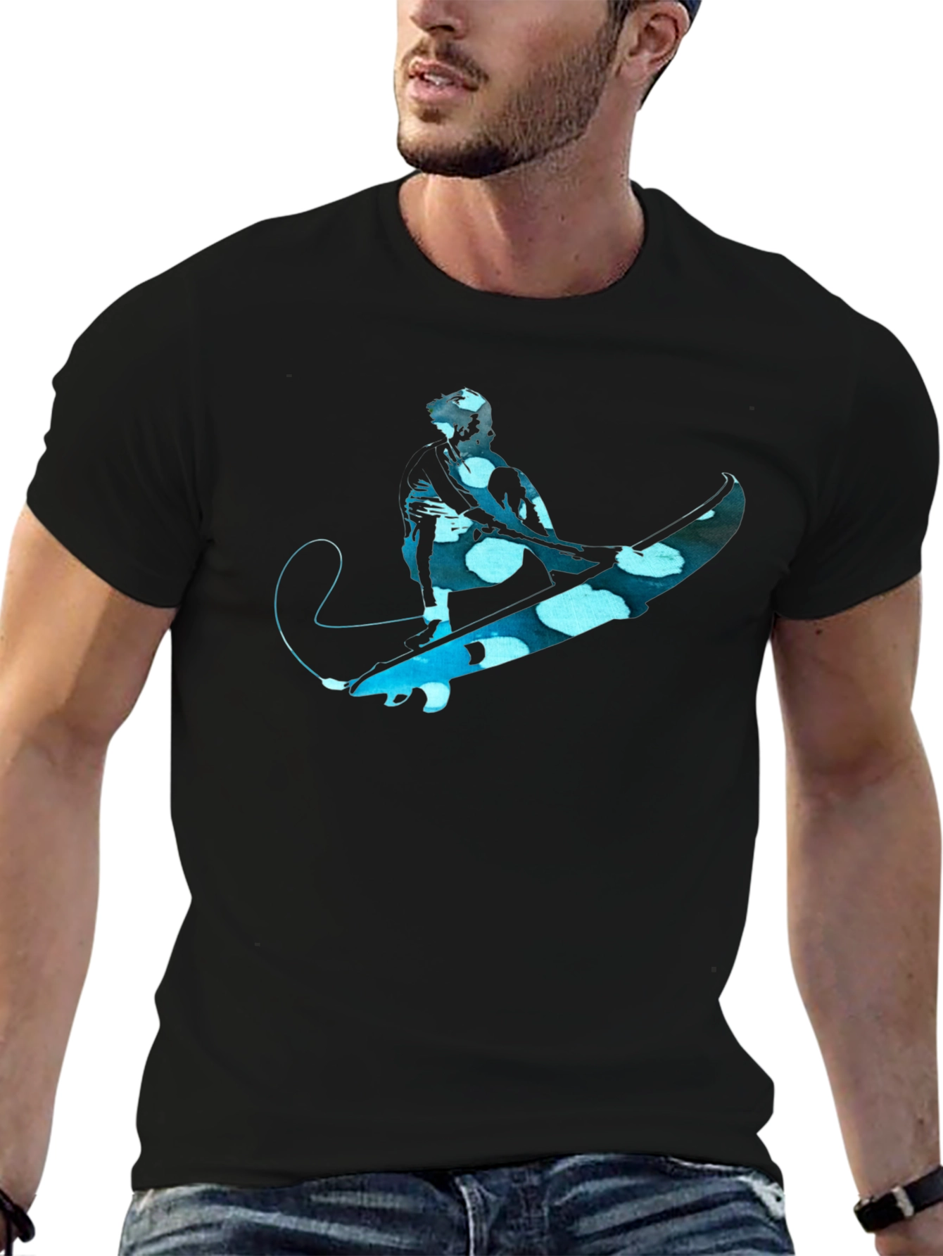 Surfer Graphic Tee - Black Cotton Comfort