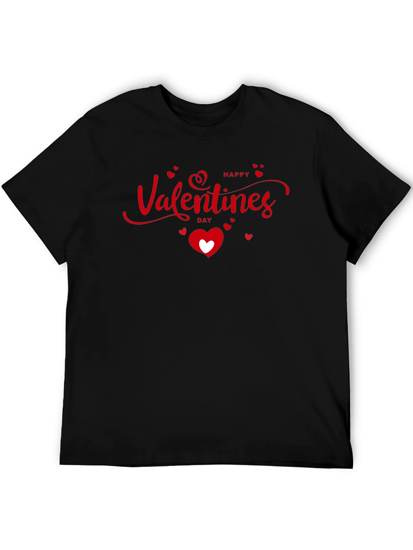 Happy Valentines Day Graphic Tee - Black Cotton