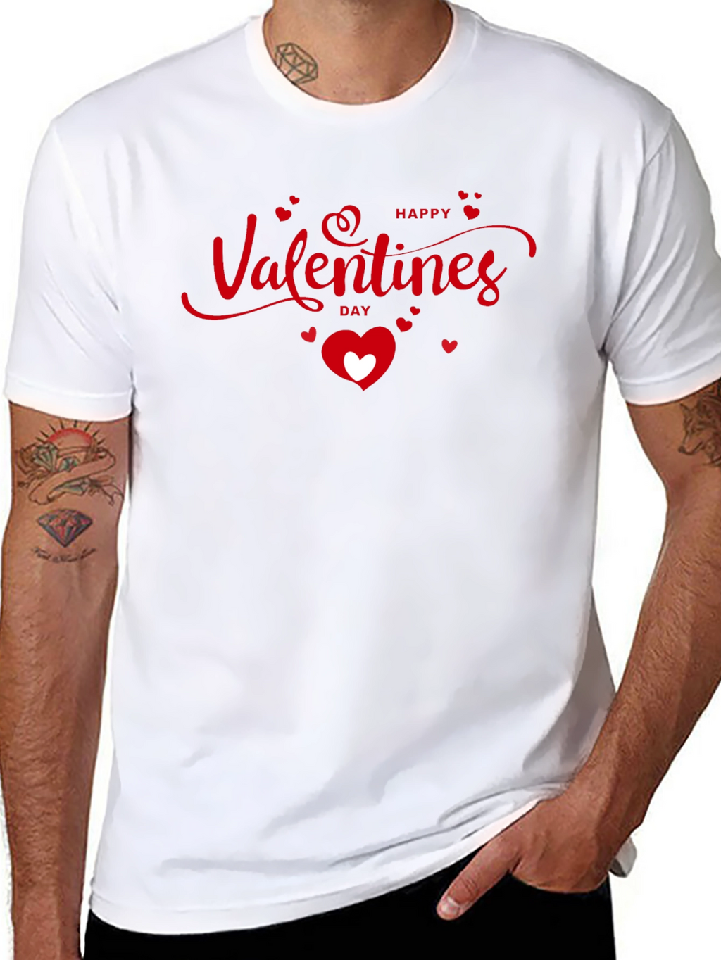Happy Valentines Day Graphic Tee - Black Cotton