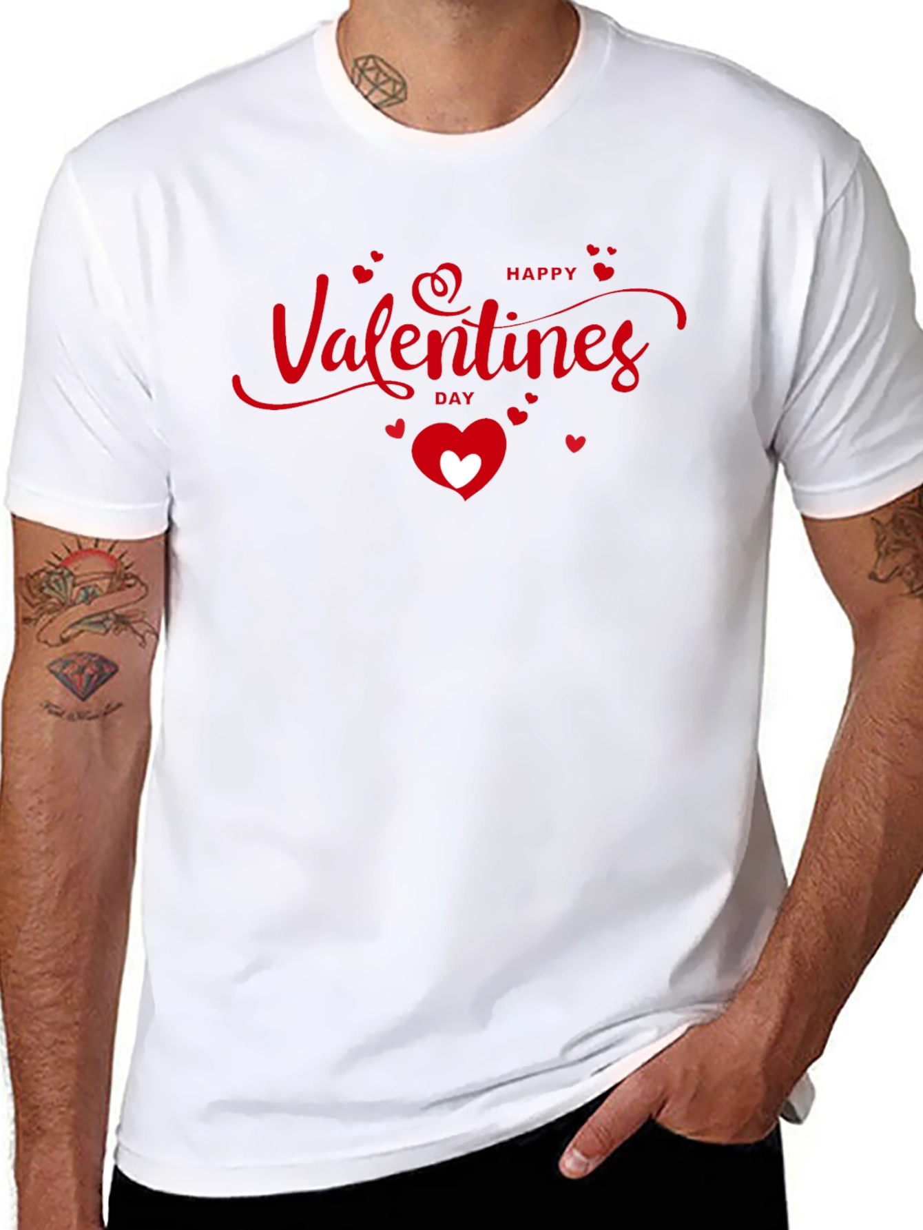 Happy Valentines Day Graphic Tee - Black Cotton