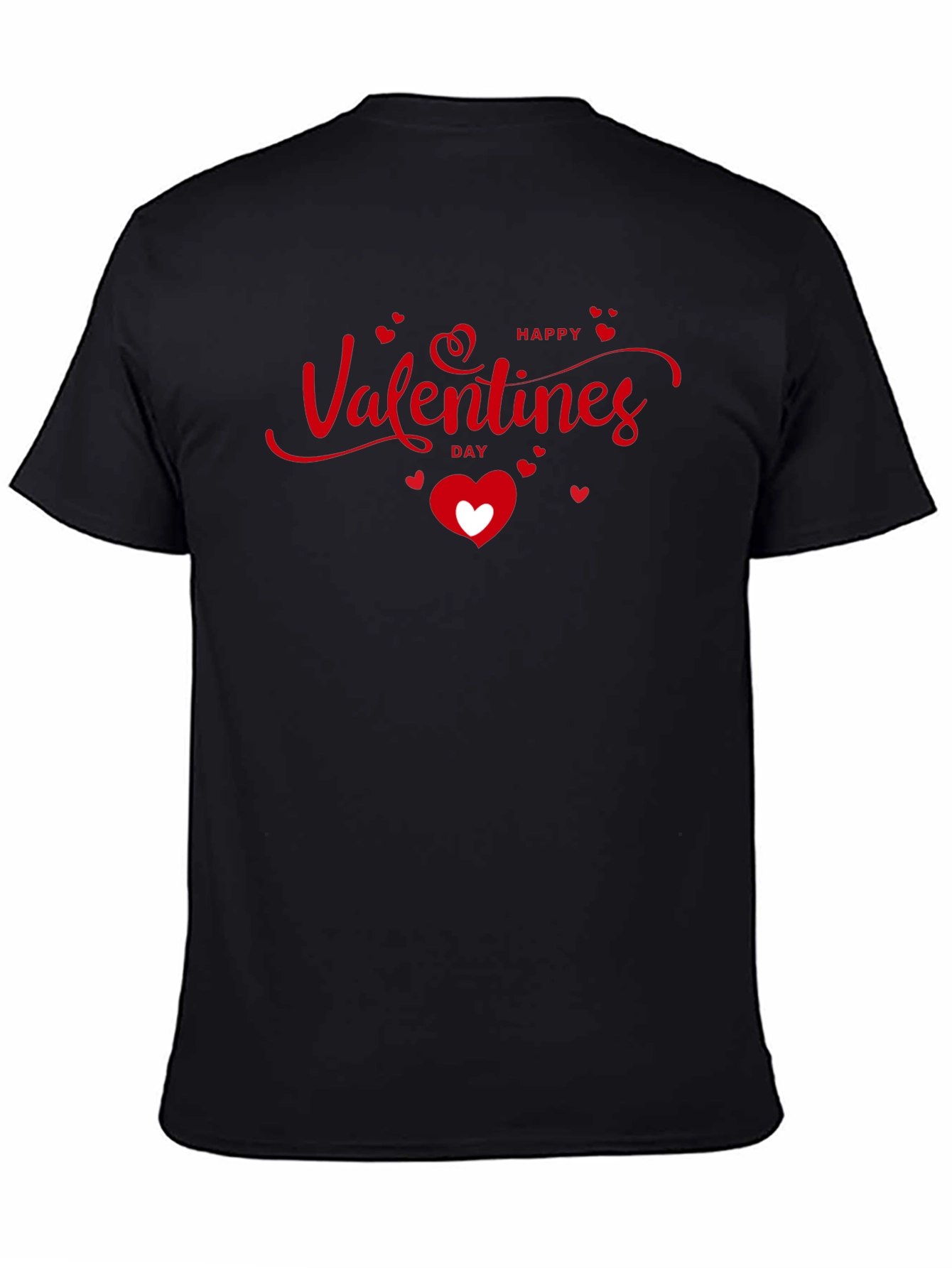 Happy Valentines Day Graphic Tee - Black Cotton